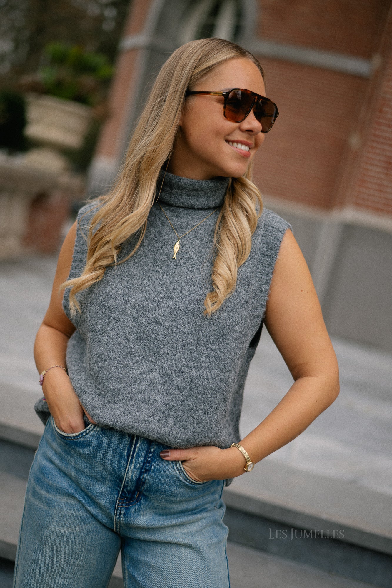Alba knit vest dark grey melange