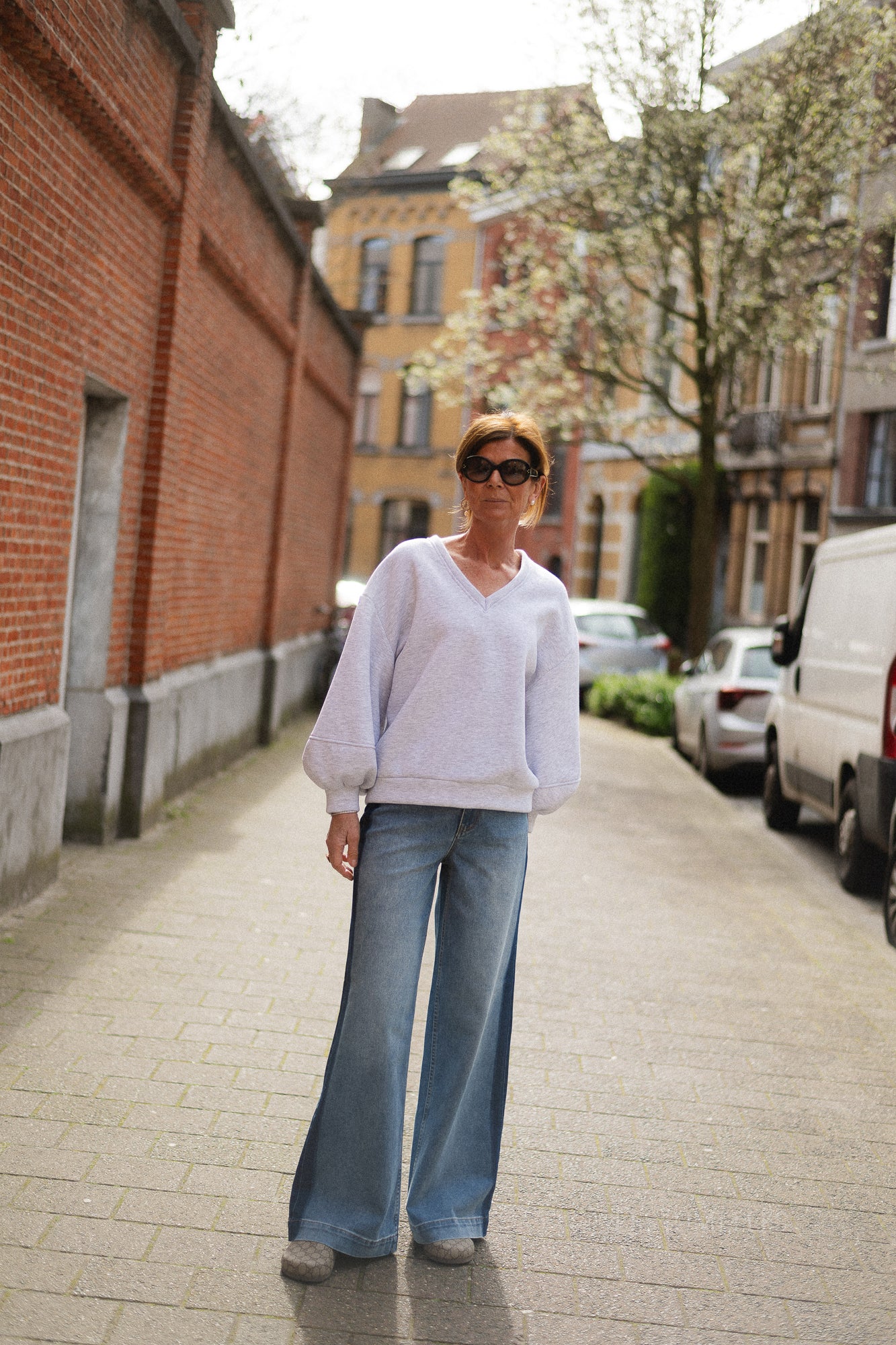 Anke V-neck sweater light grey melange - Image 10
