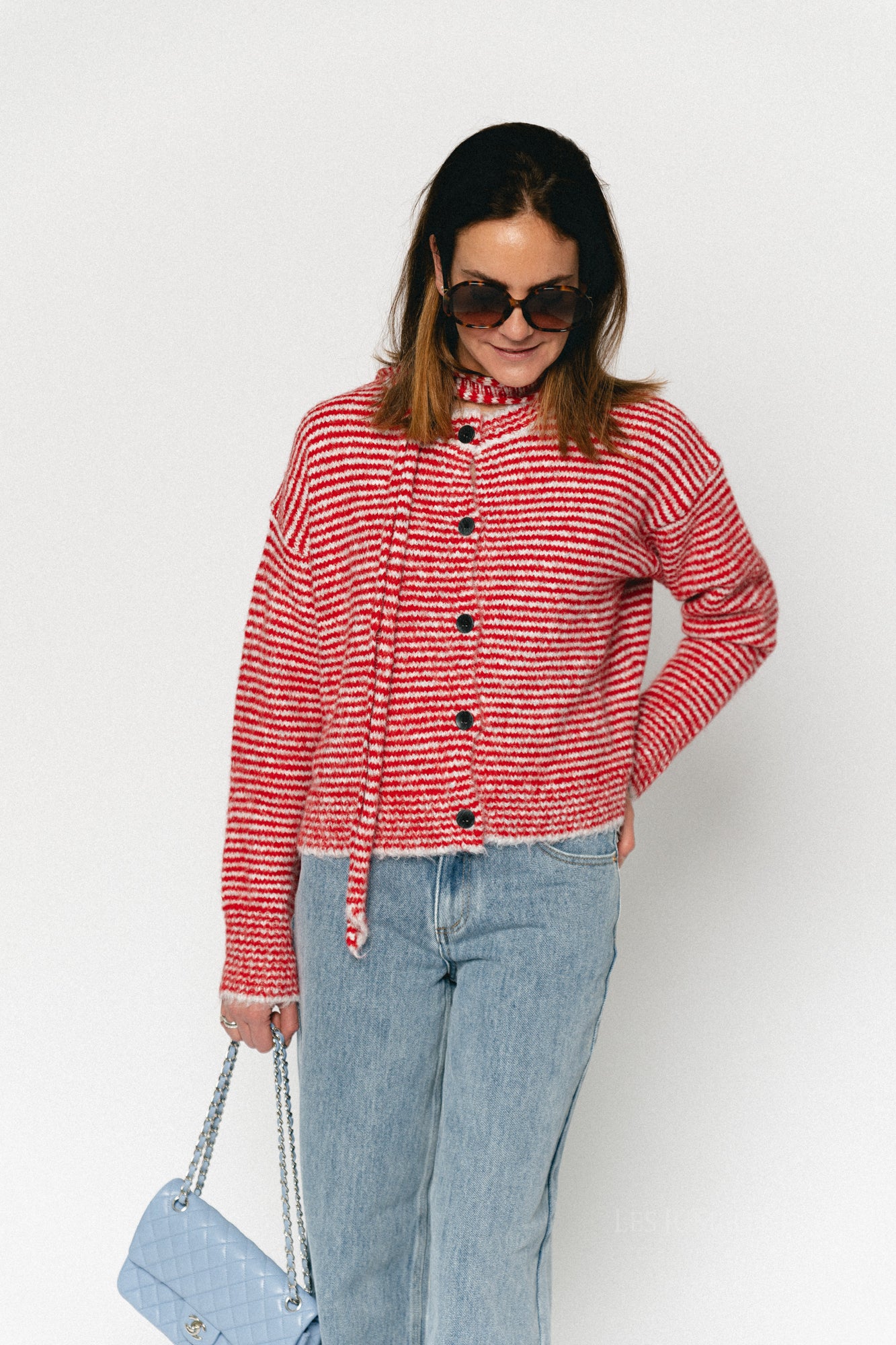 Annie striped cardigan red/grey - Image 9