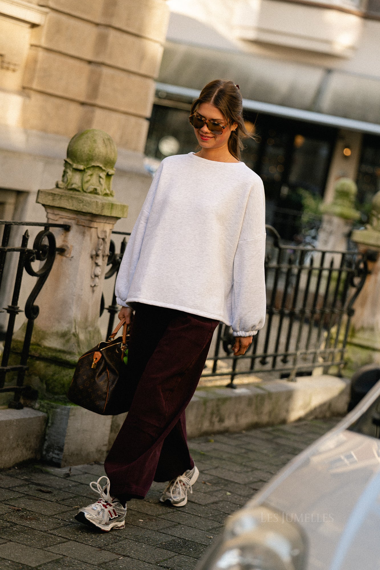 "APRES SKI" sweater light grey/burgundy - Image 3
