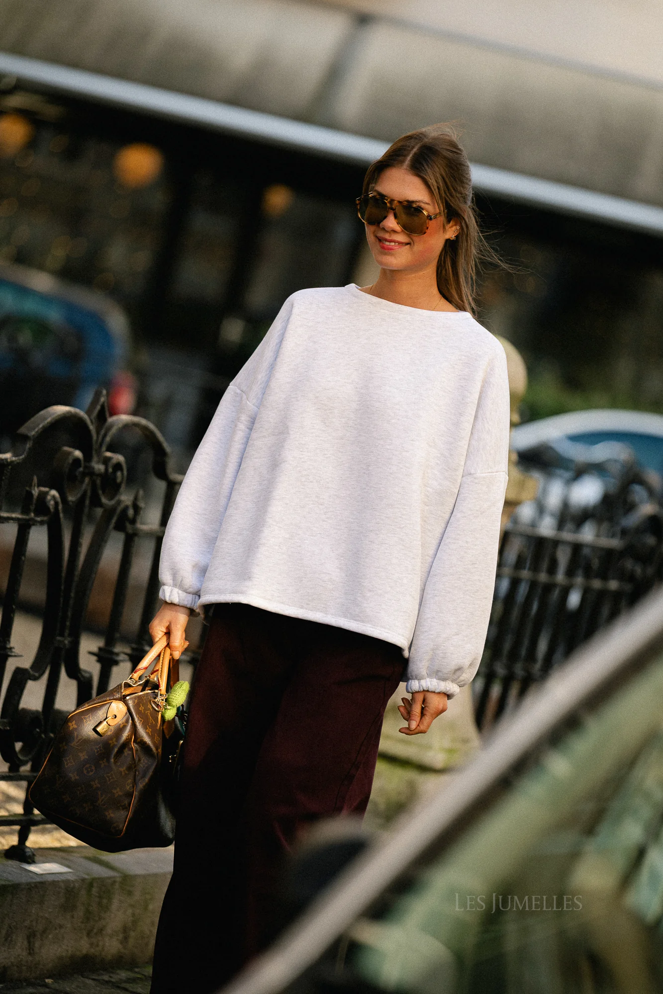 "APRES SKI" sweater light grey/burgundy - Image 4