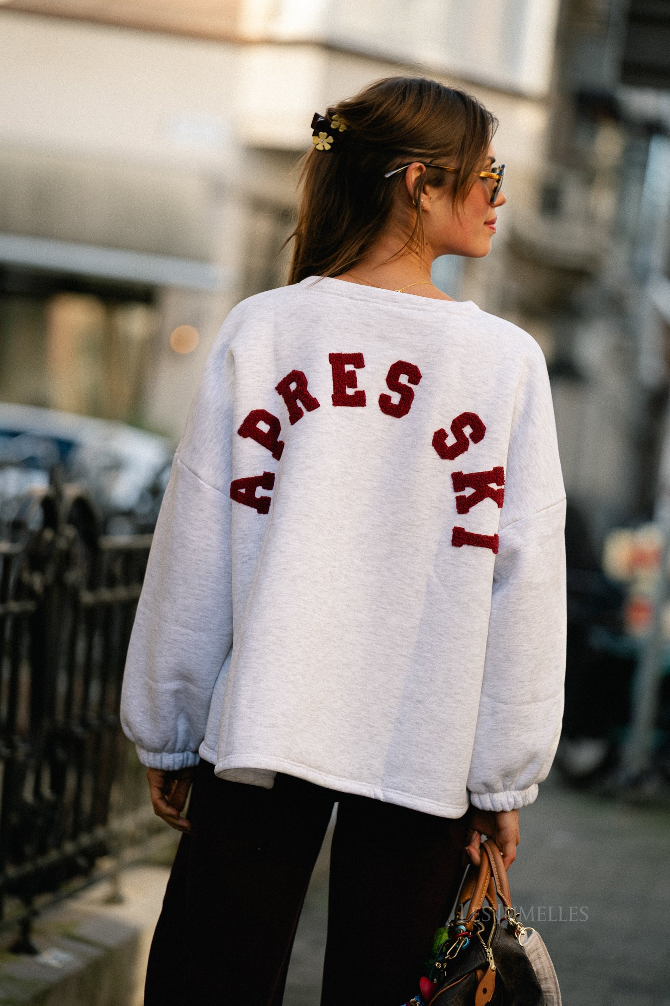 "APRES SKI" sweater light grey/burgundy - Image 5
