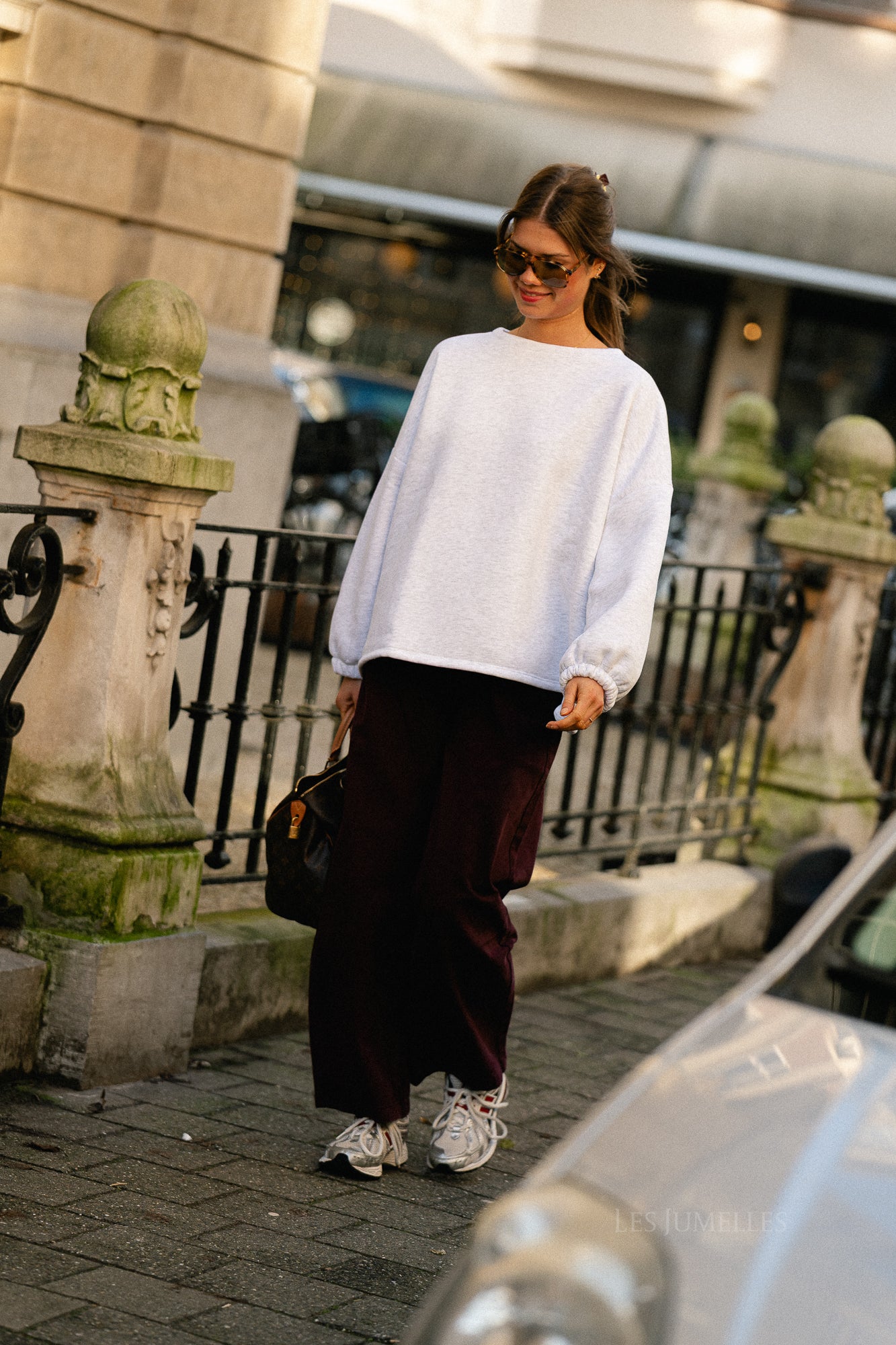 "APRES SKI" sweater light grey/burgundy - Image 6