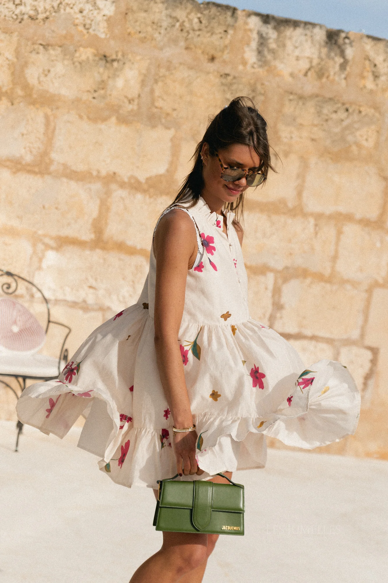Aria short printed dress ecru - Image 10