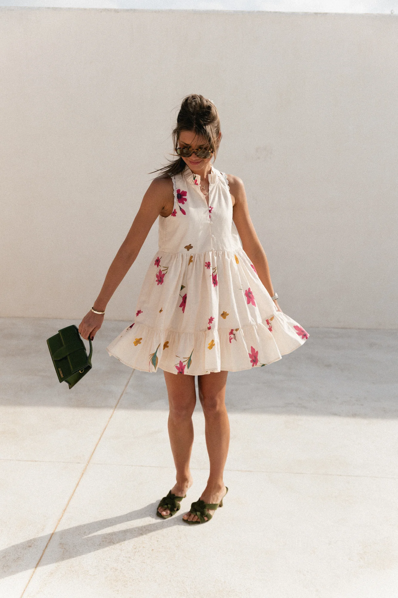 Aria short printed dress ecru - Image 4