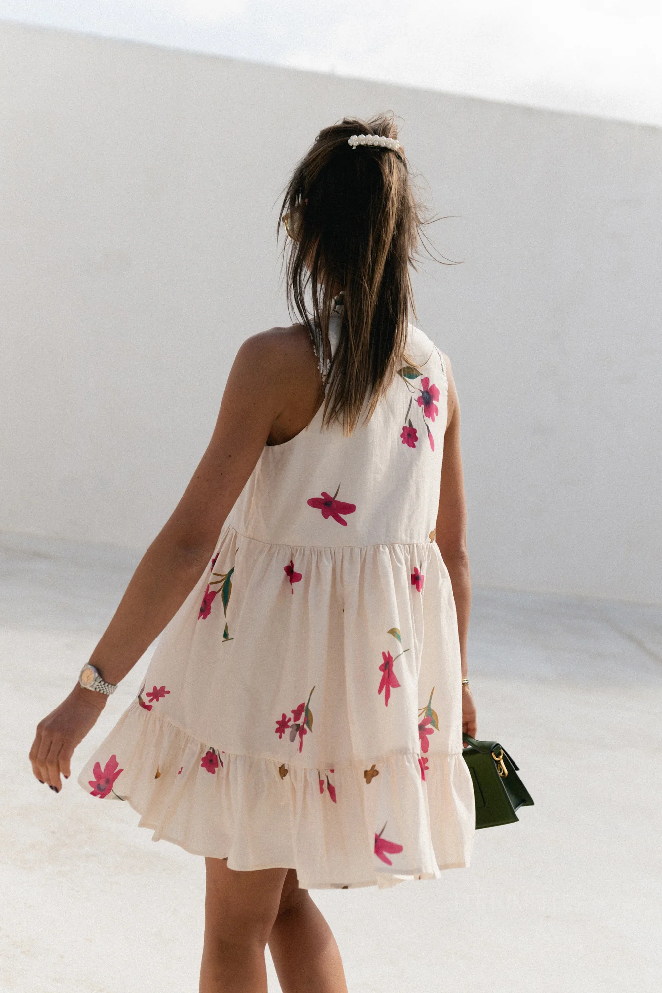 Aria short printed dress ecru - Image 7