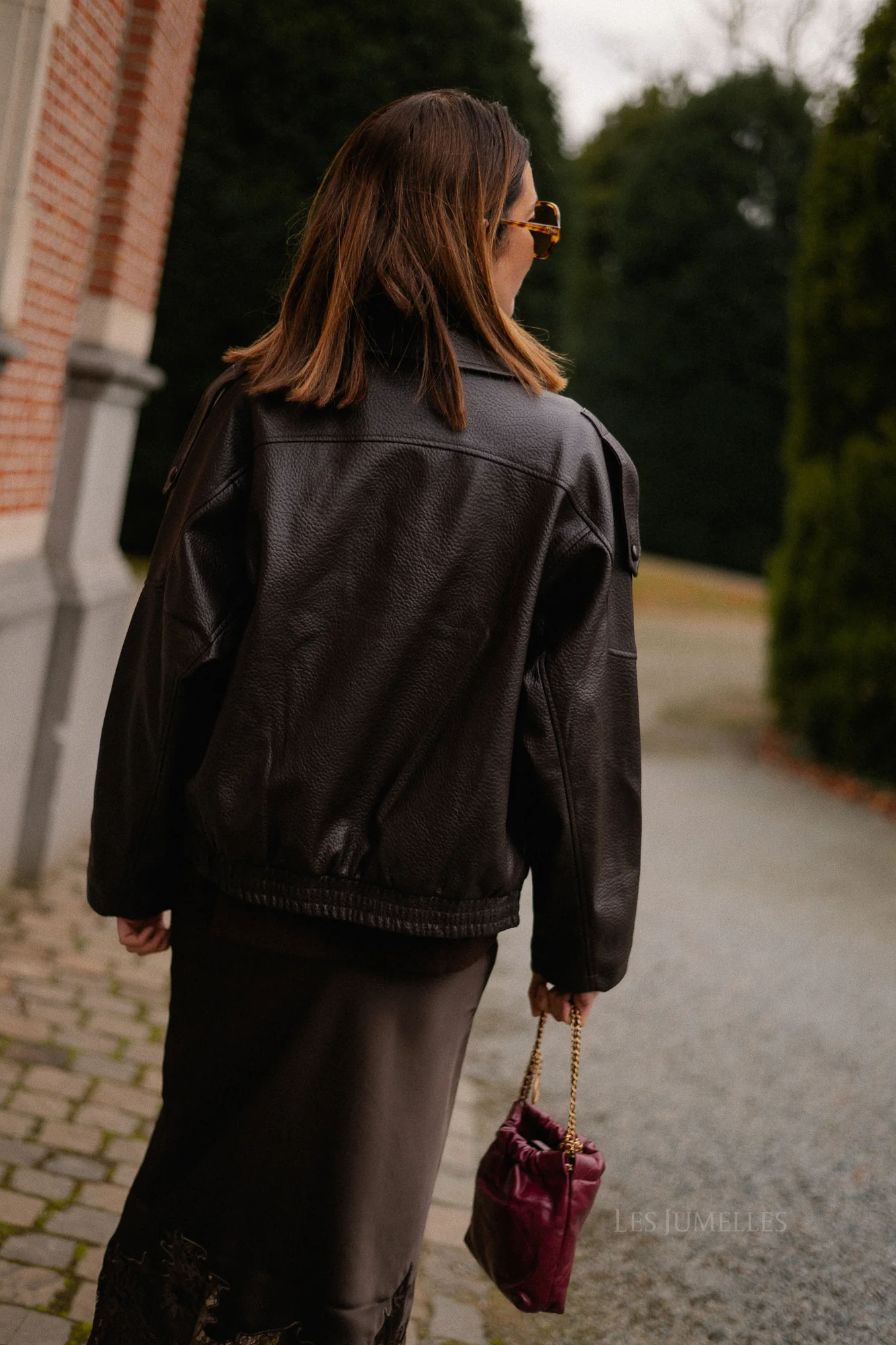 Aubrey leather look jacket hot chocolate - Image 6