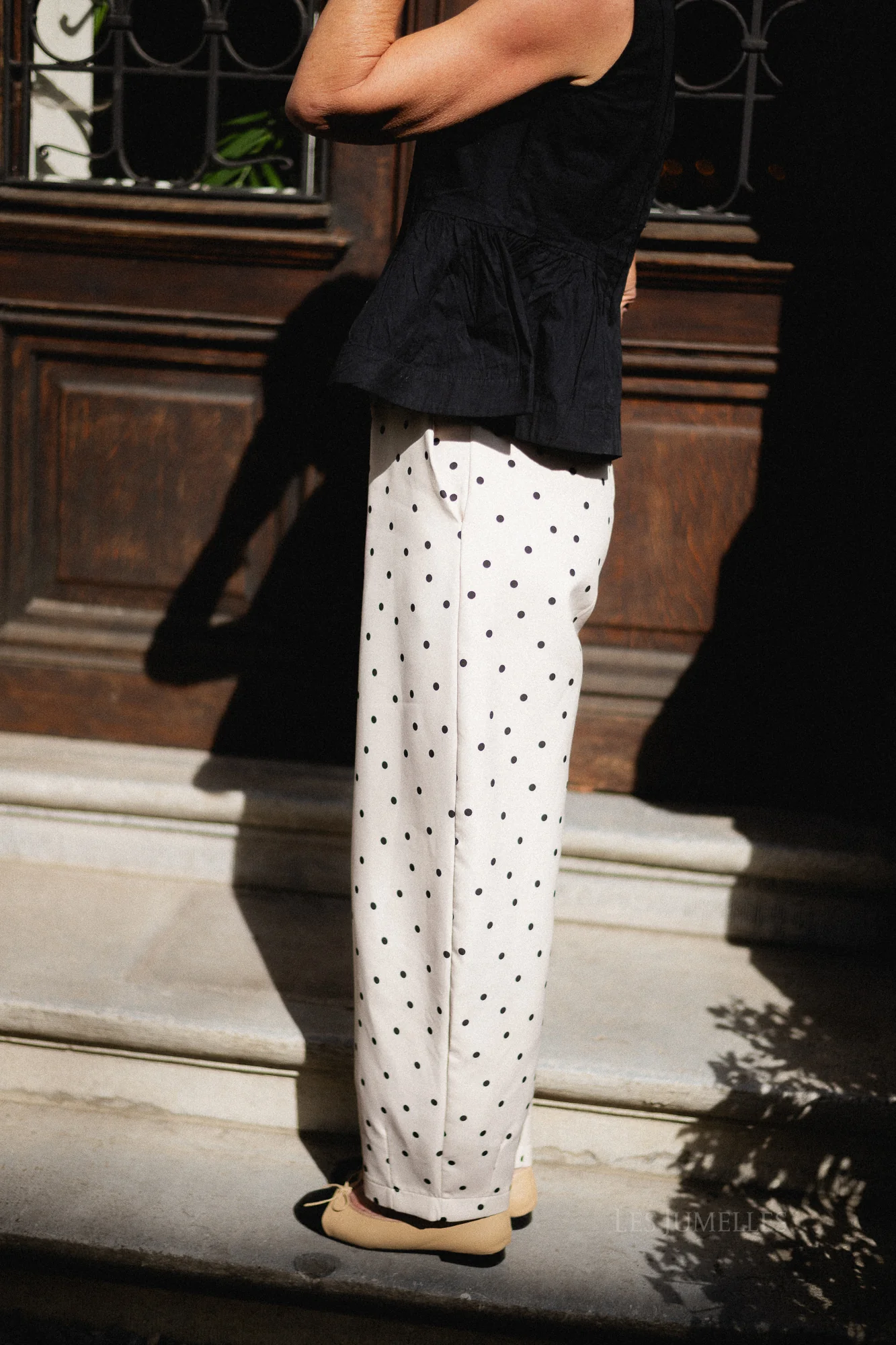 Aubrie polka dot barrel pants - eggnog/black - Image 8