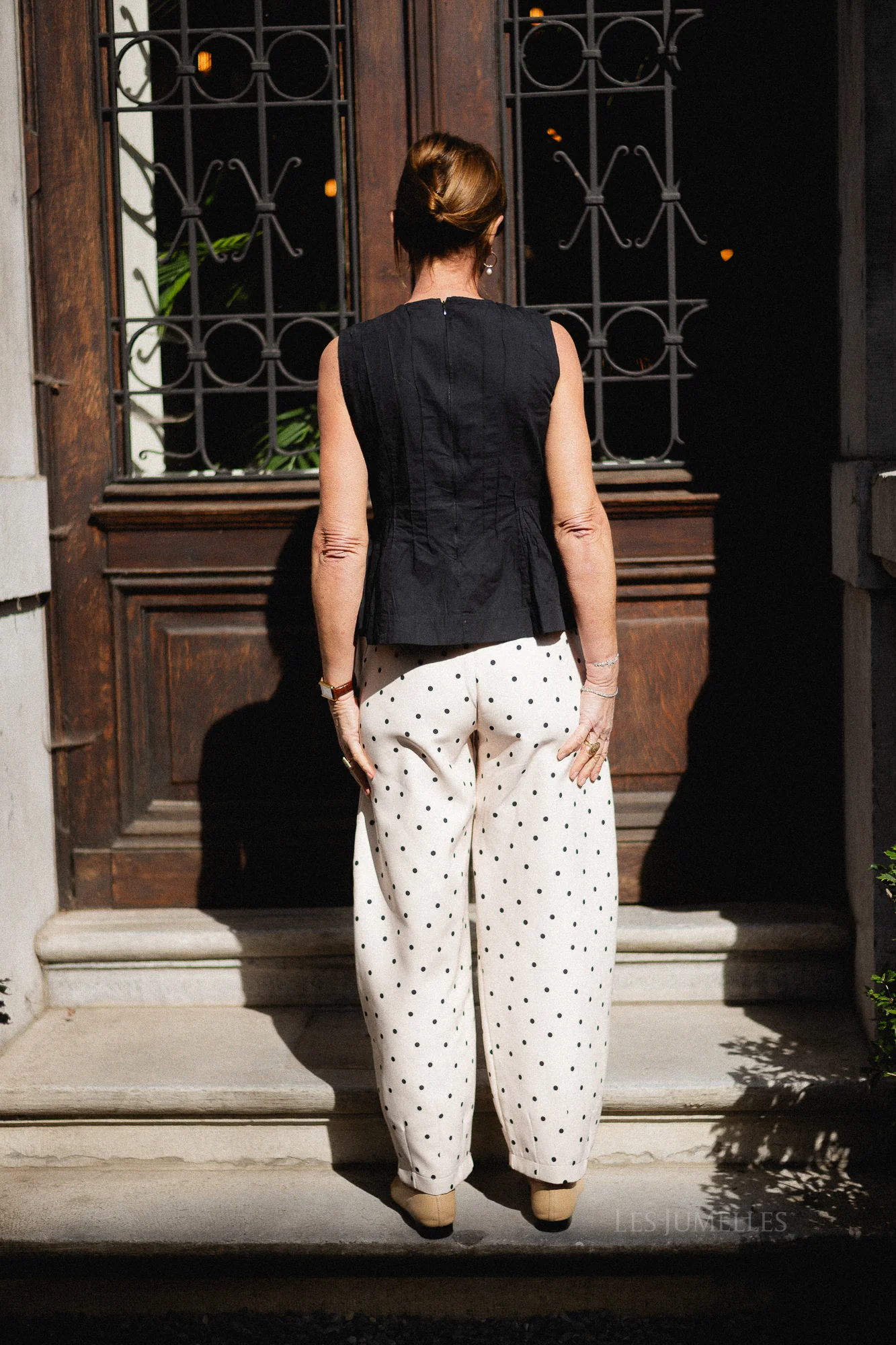Aubrie polka dot barrel pants - eggnog/black - Image 9