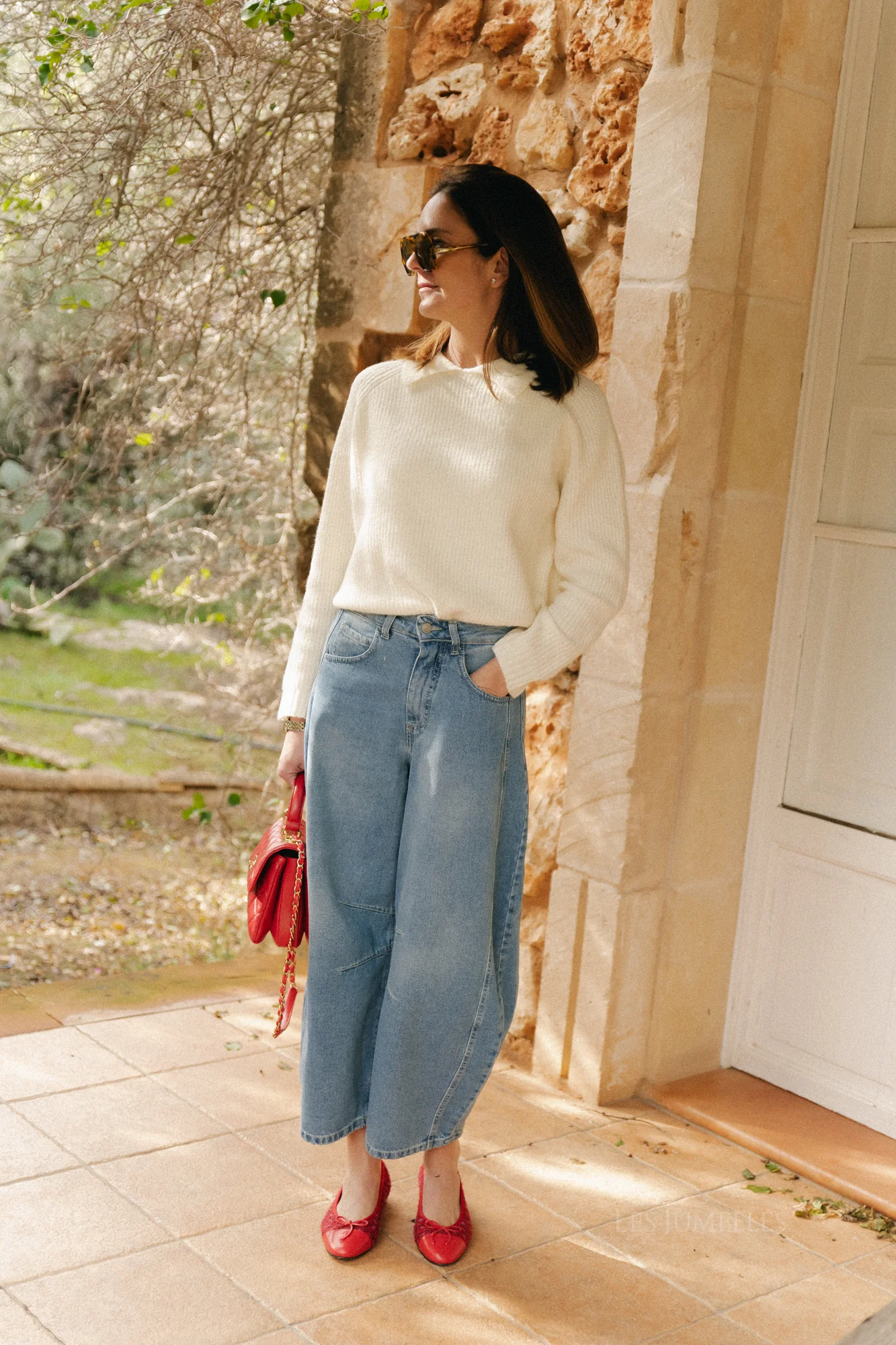 Aurélie polo knit pullover ecru