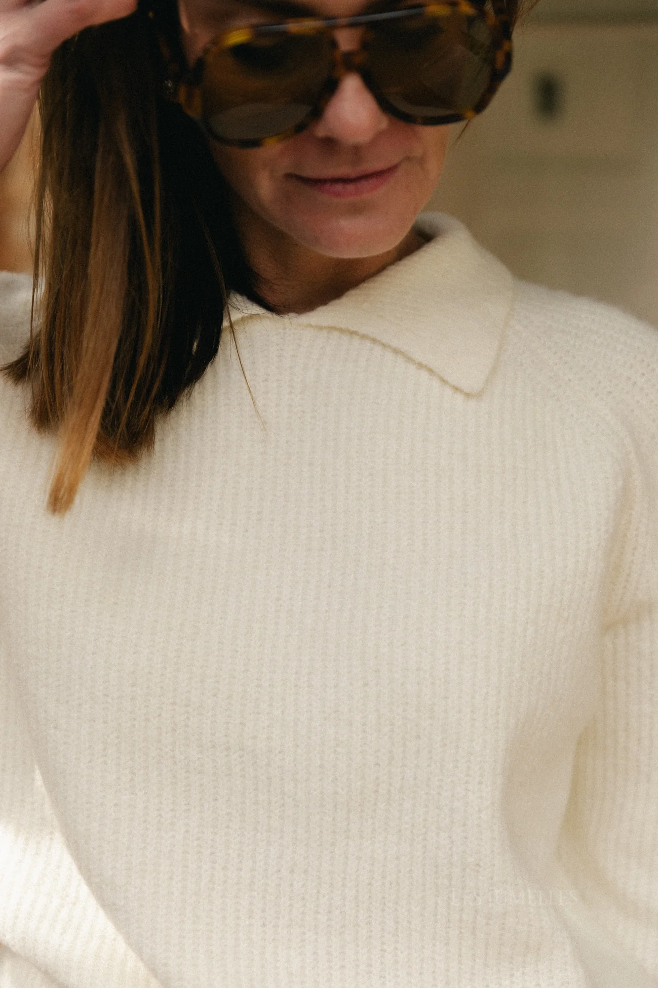 Aurélie polo knit pullover ecru - Image 2