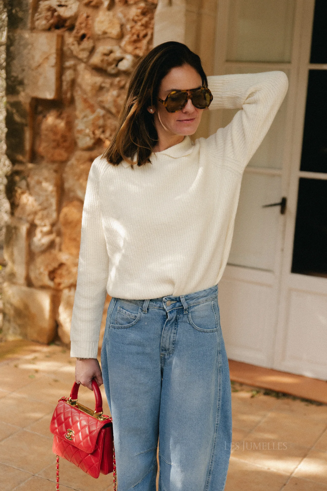 Aurélie polo knit pullover ecru - Image 7