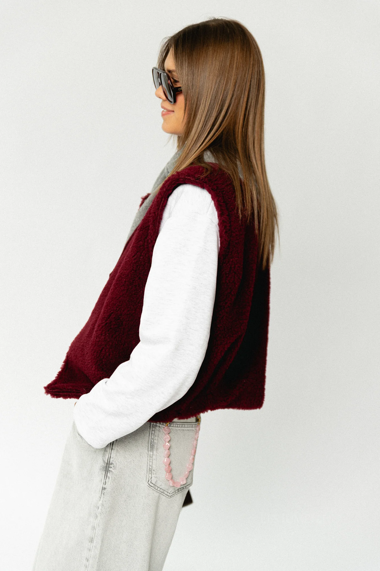 Axelle sleeveless jacket burgundy - Image 9