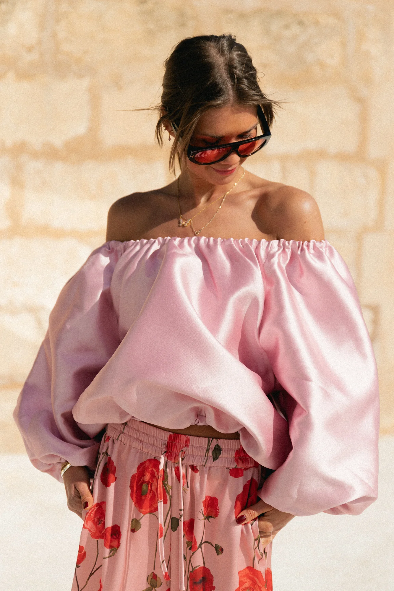 Aya off shoulder blouse mauvewood - Image 10