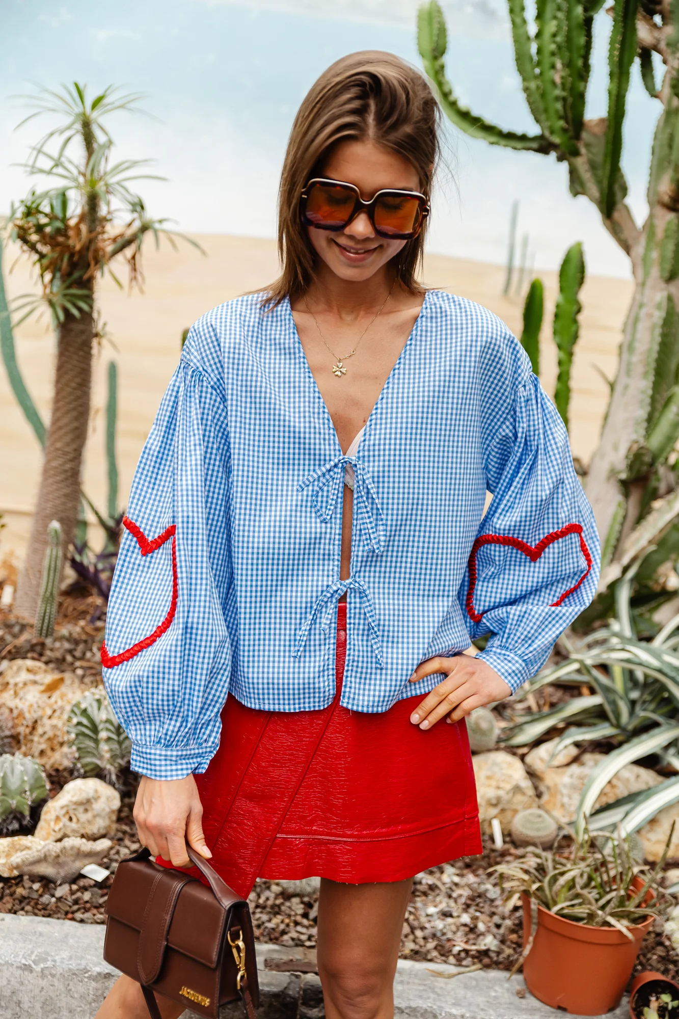 Babette checkered blouse light blue - Image 10