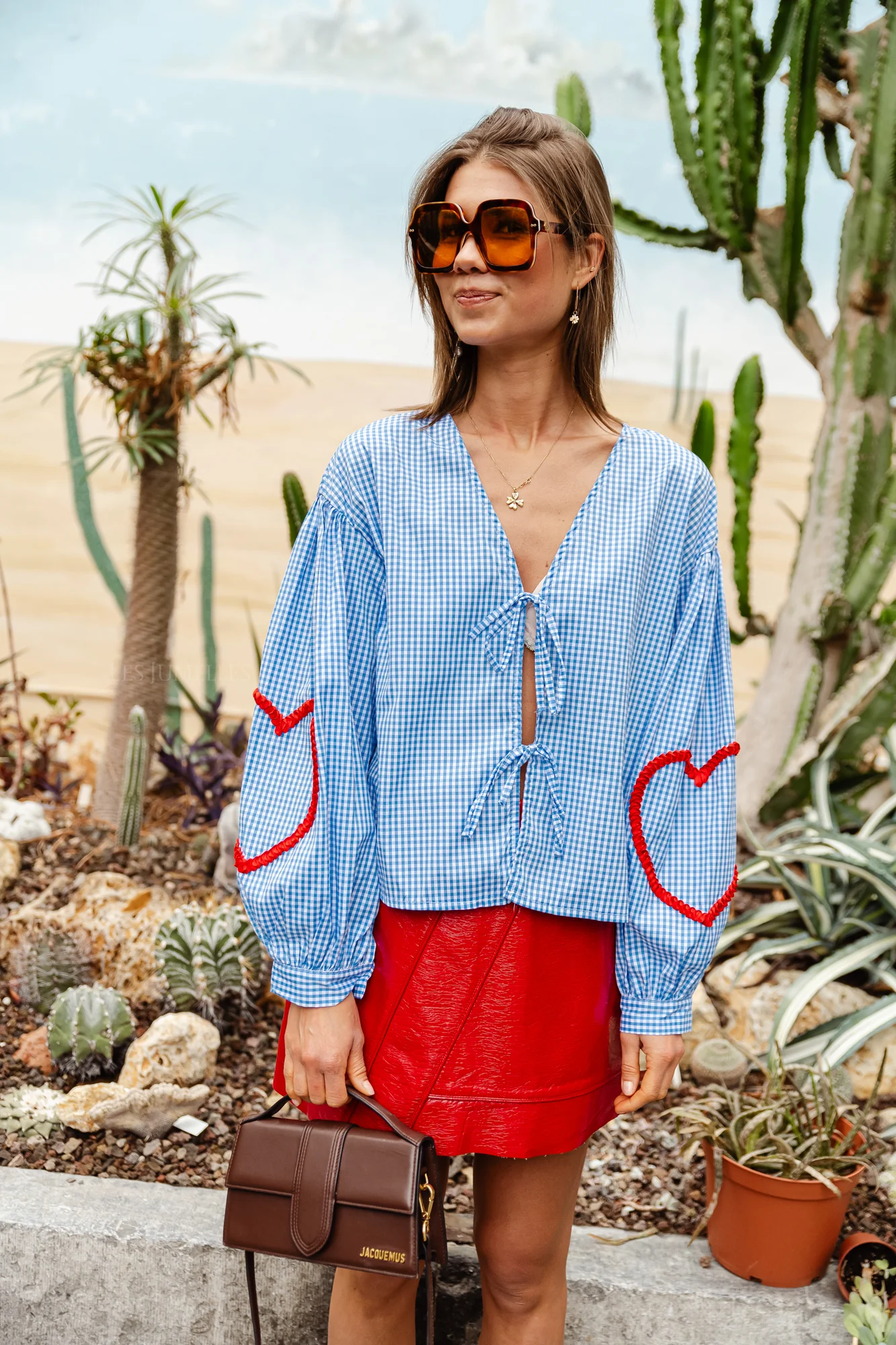 Babette checkered blouse light blue - Image 11