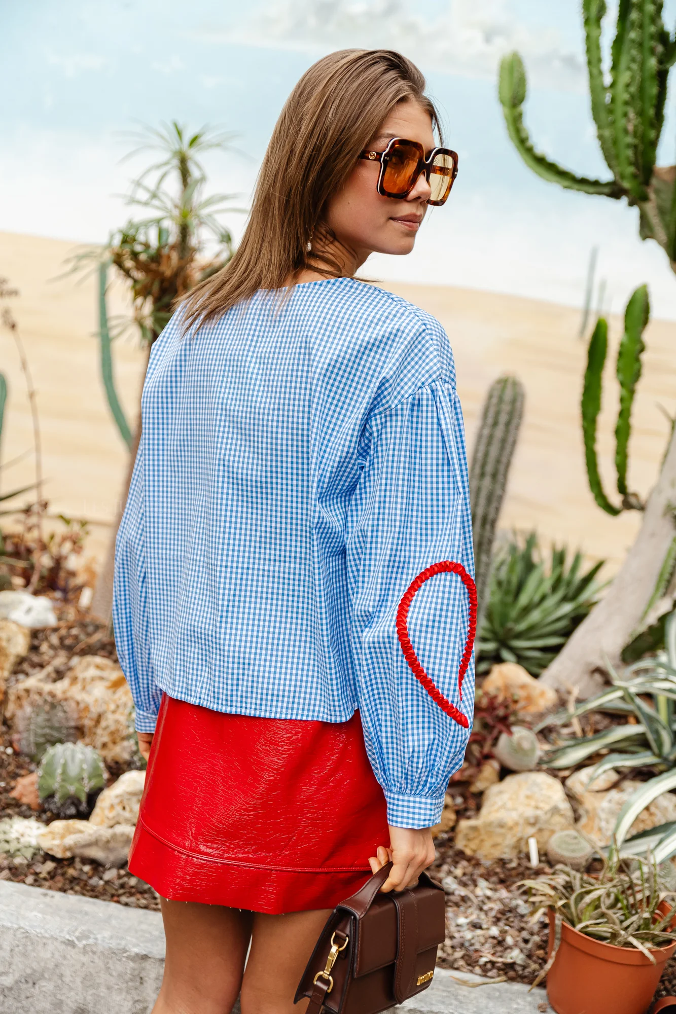 Babette checkered blouse light blue - Image 5