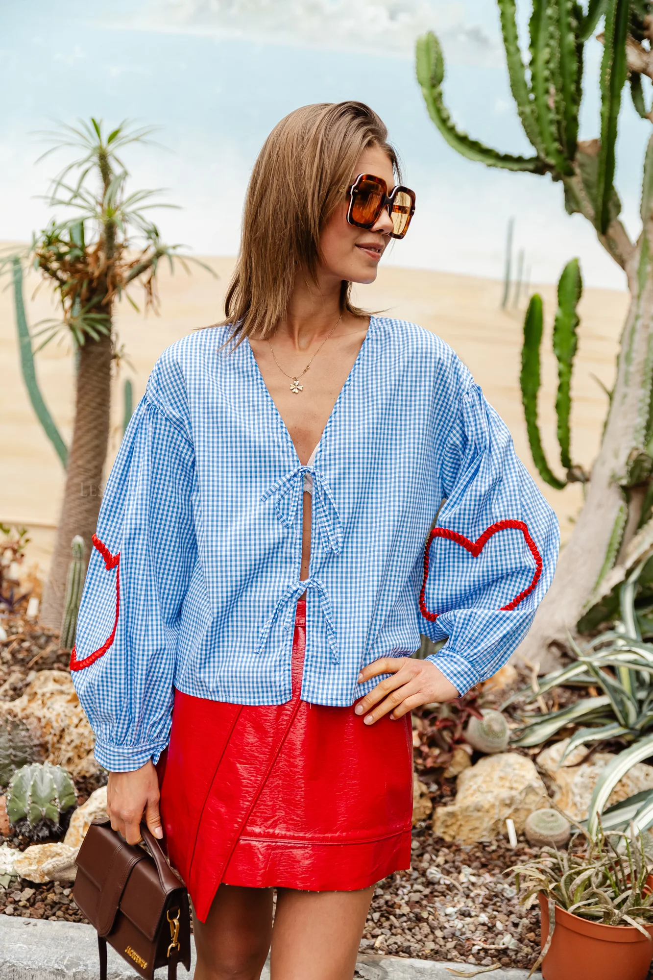 Babette checkered blouse light blue - Image 6