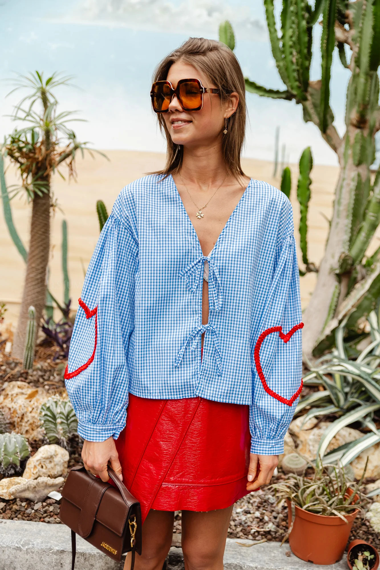 Babette checkered blouse light blue - Image 8