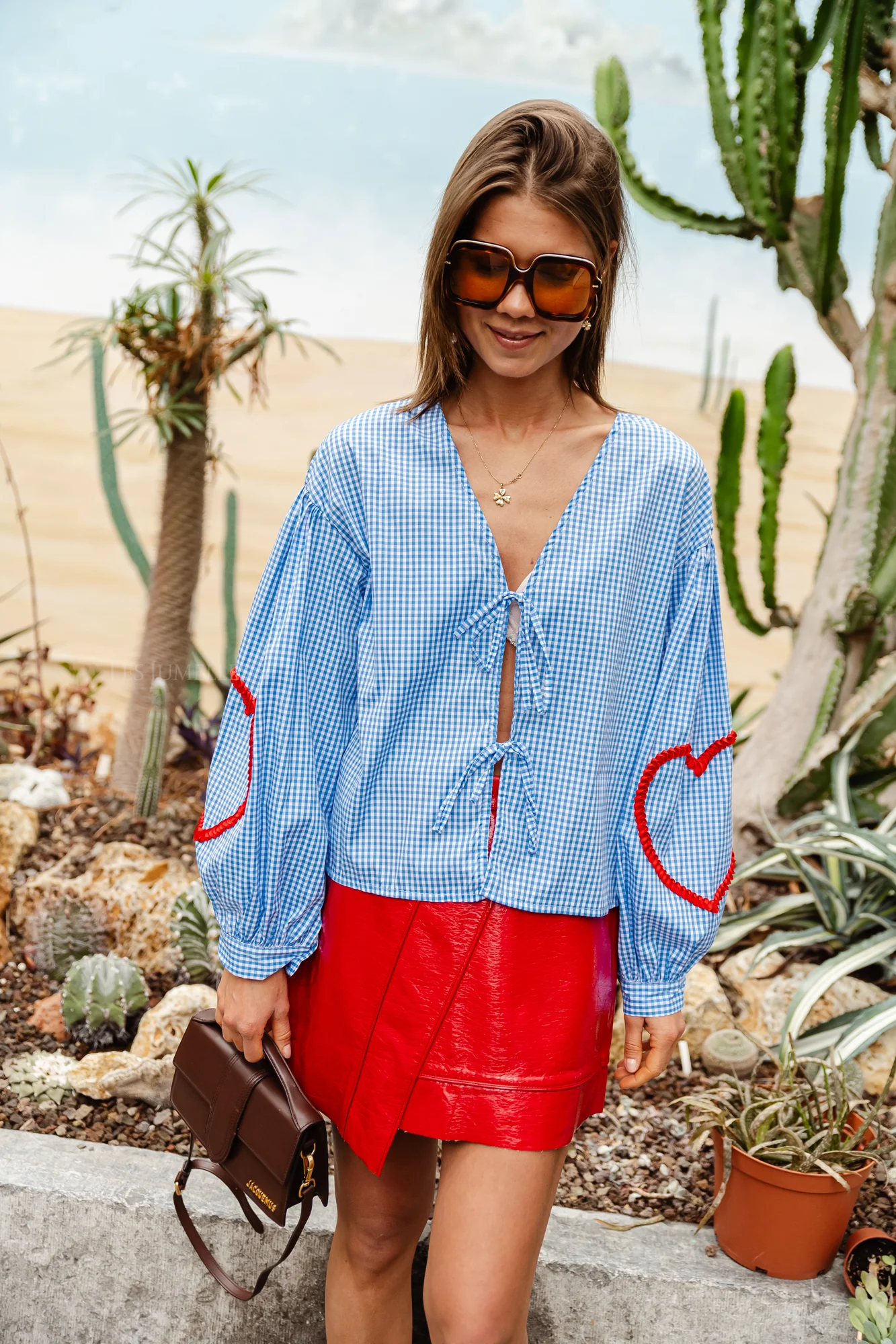 Babette checkered blouse light blue - Image 9
