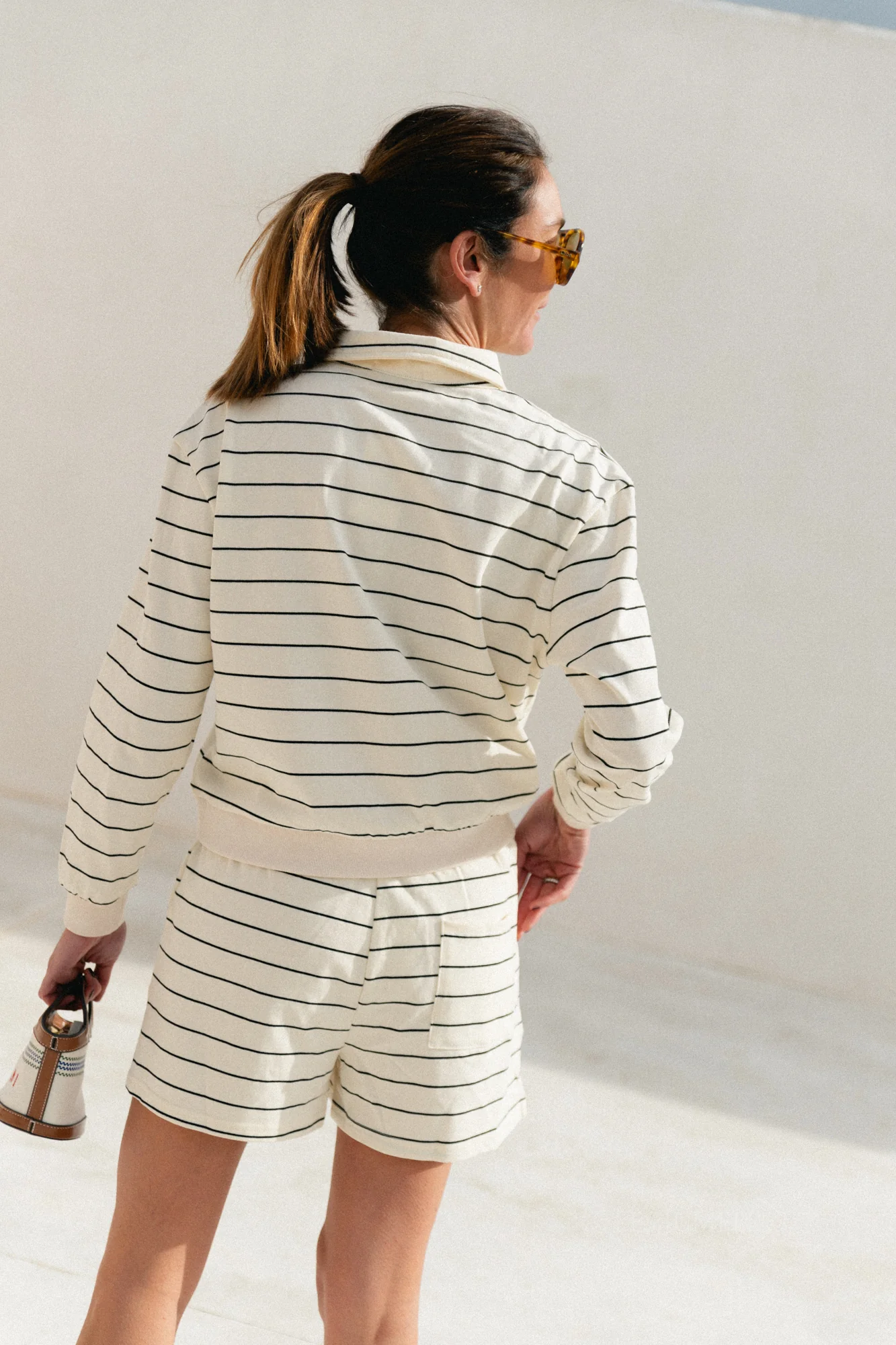 Bien-être club striped sweatshorts ecru/black - Image 14