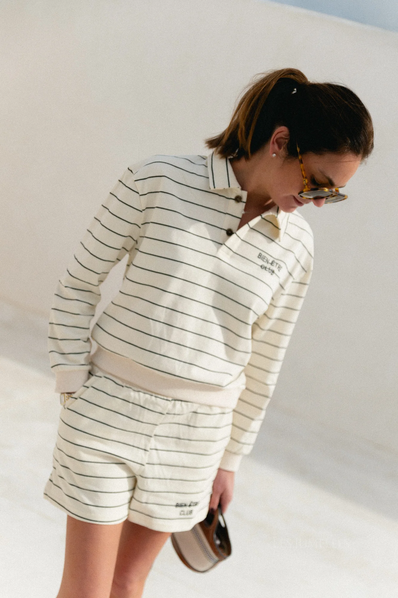 Bien-être club striped sweatshorts ecru/black - Image 16