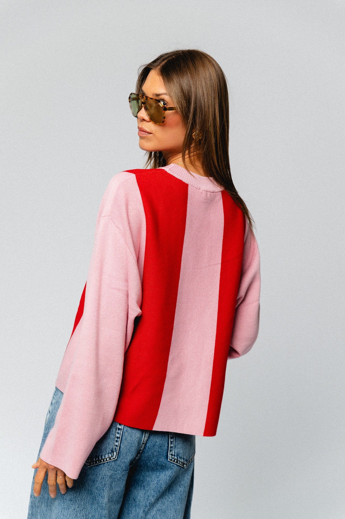 Bodil jumper flame scarlet/cameo pink stripes - Image 6