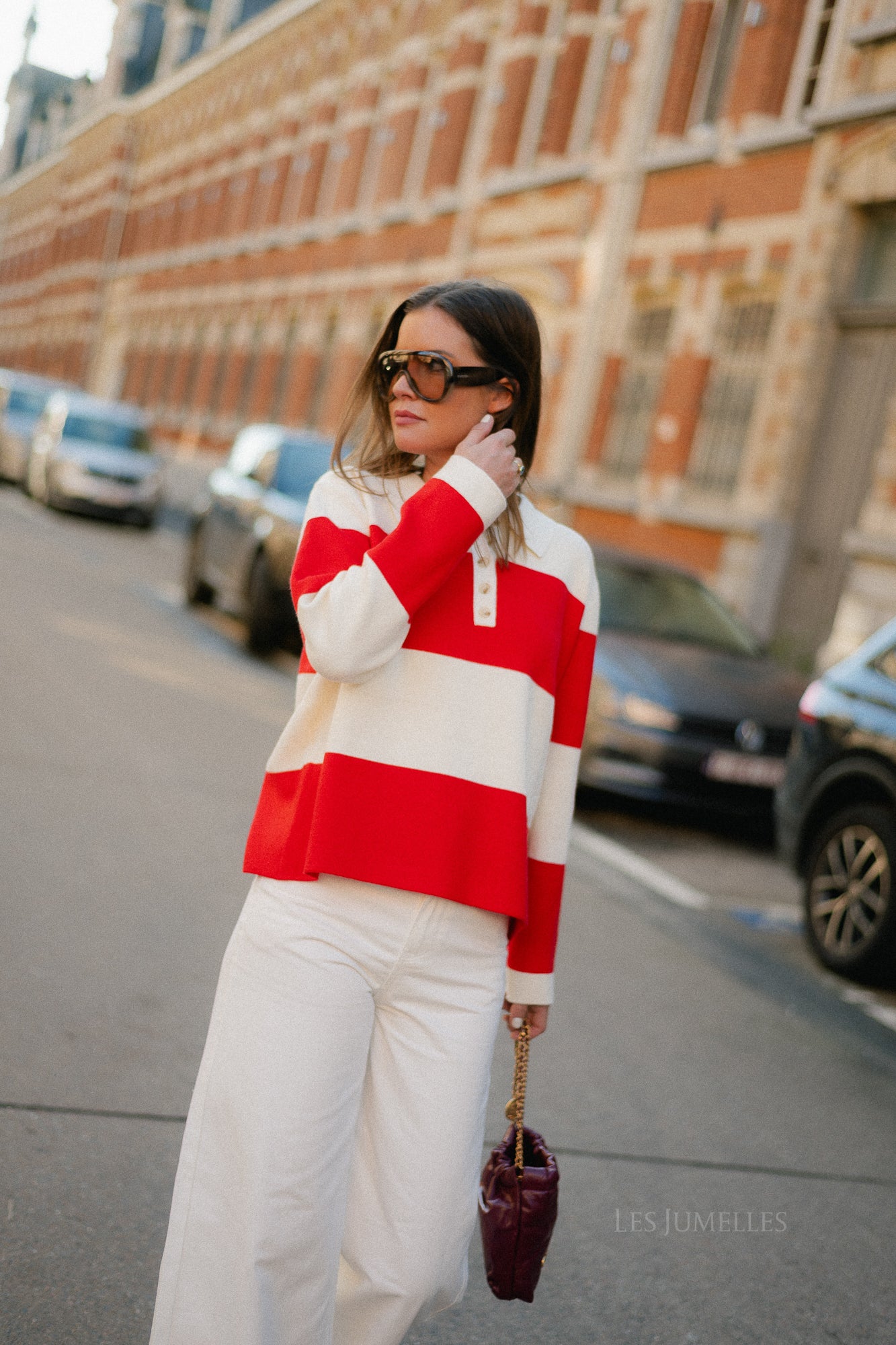 Bowie striped polo knit - cream/red - Image 5