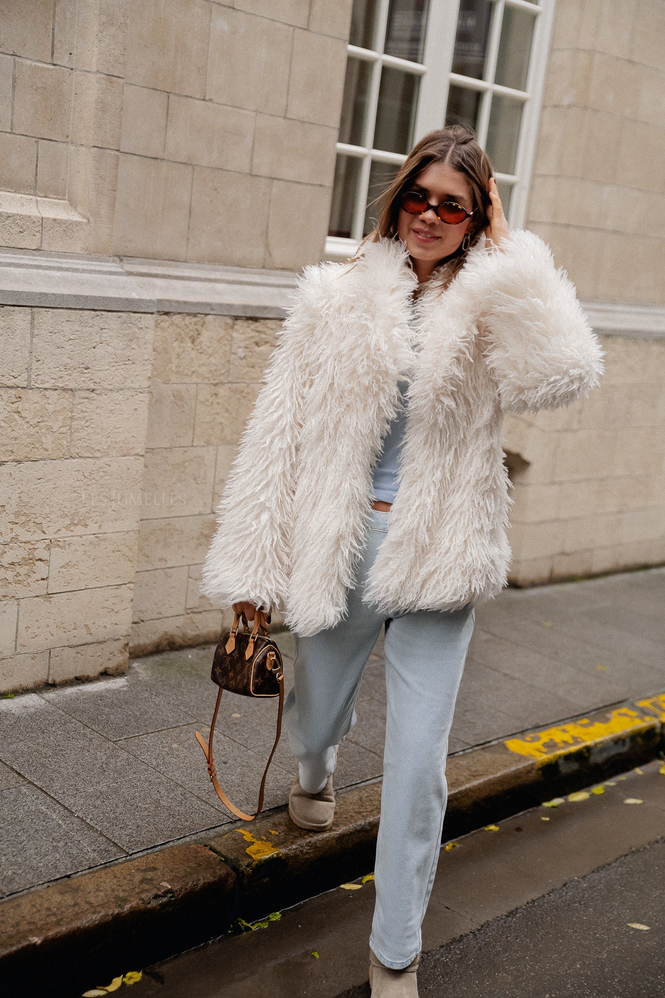 Cameron faux shearling coat offwhite - Image 3