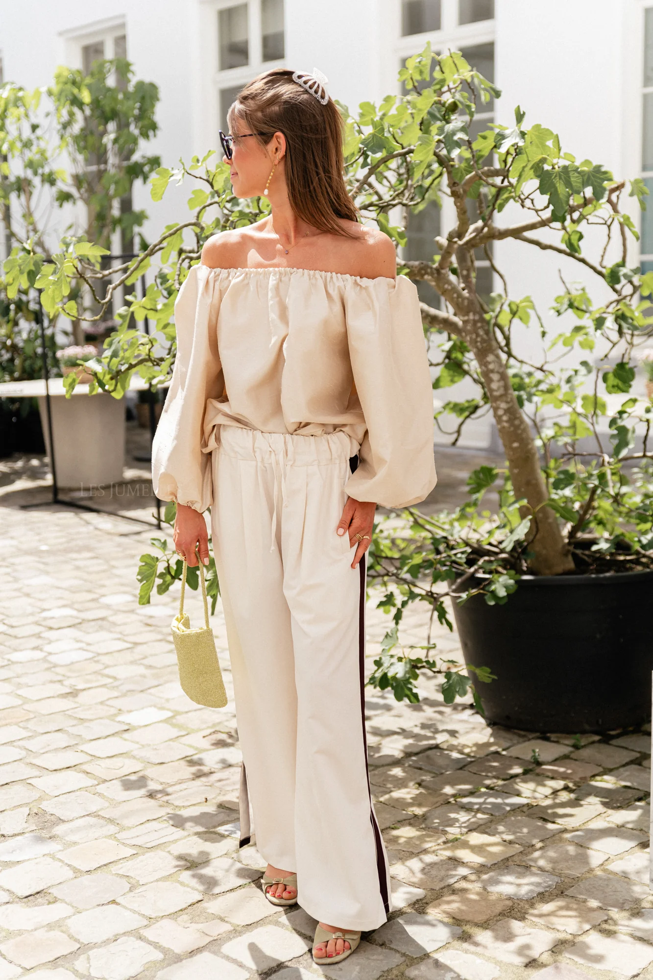Cassy wide pants cream/burgundy - Image 9