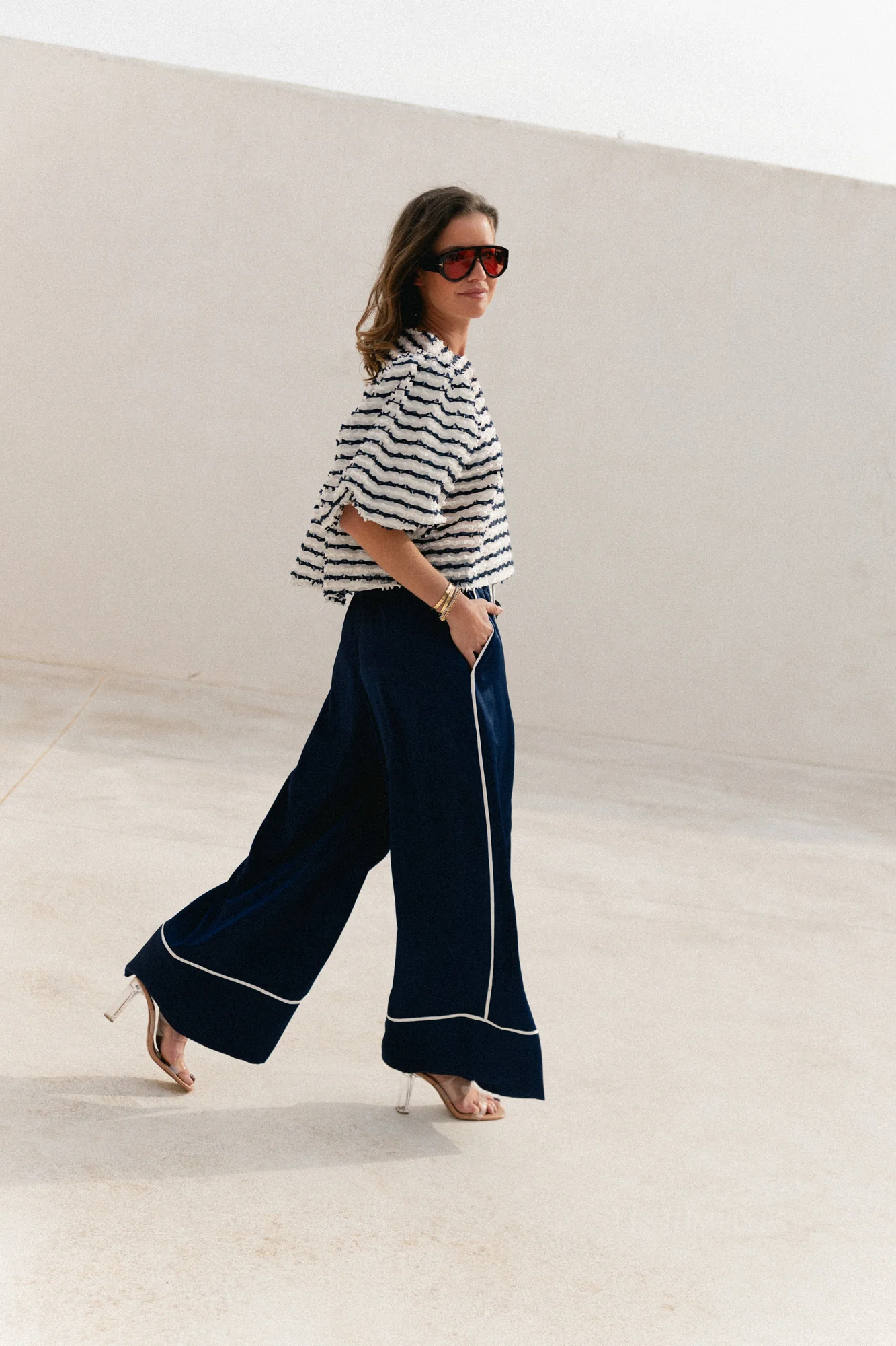 Charlotte blouse navy/ecru stripes - Image 10