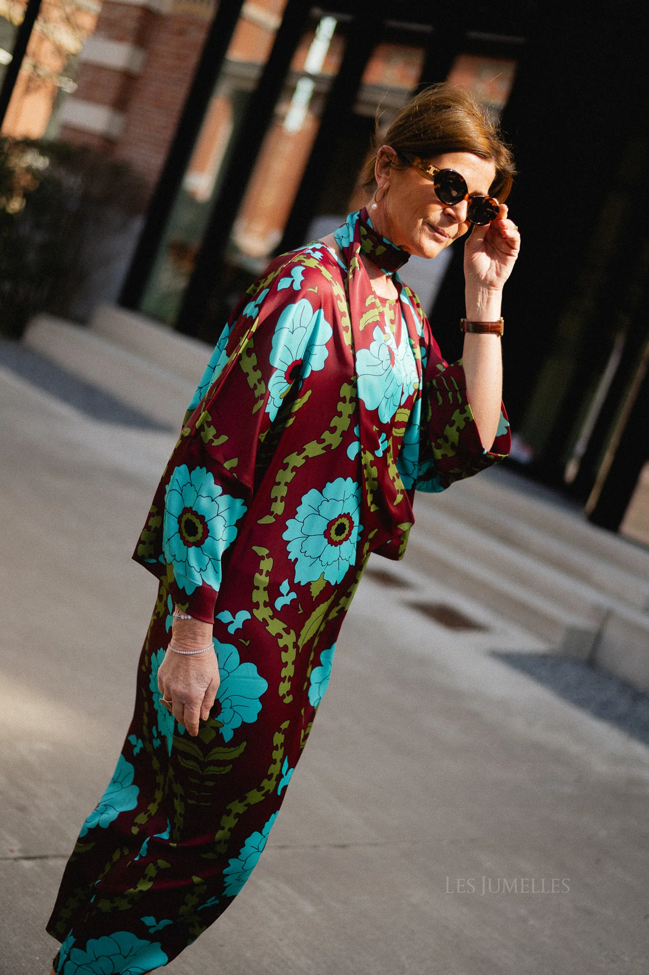 Valerie long printed dress - burgundy/turquoise - Image 8