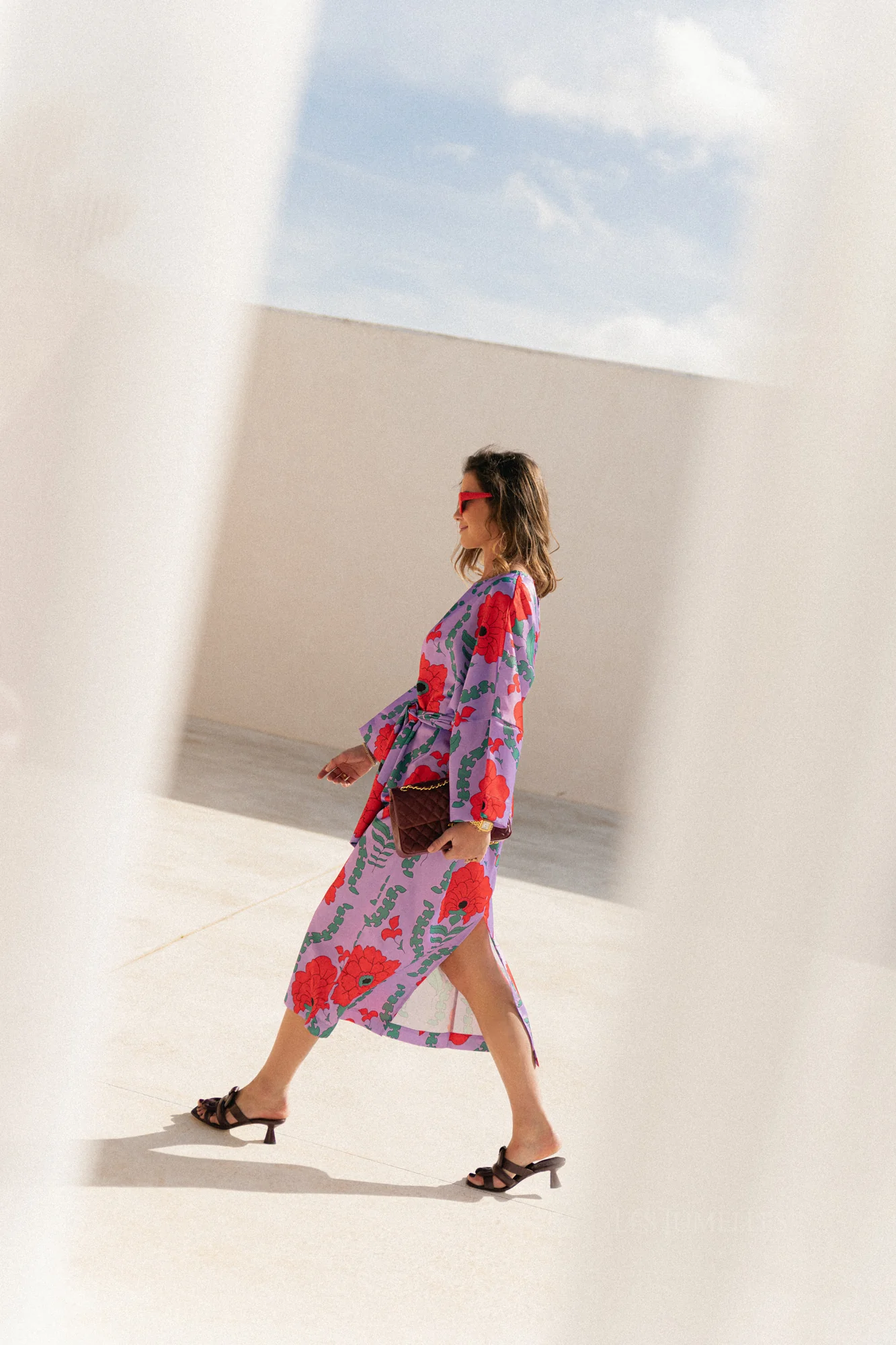 Valerie long printed dress - lilac/coral - Image 10
