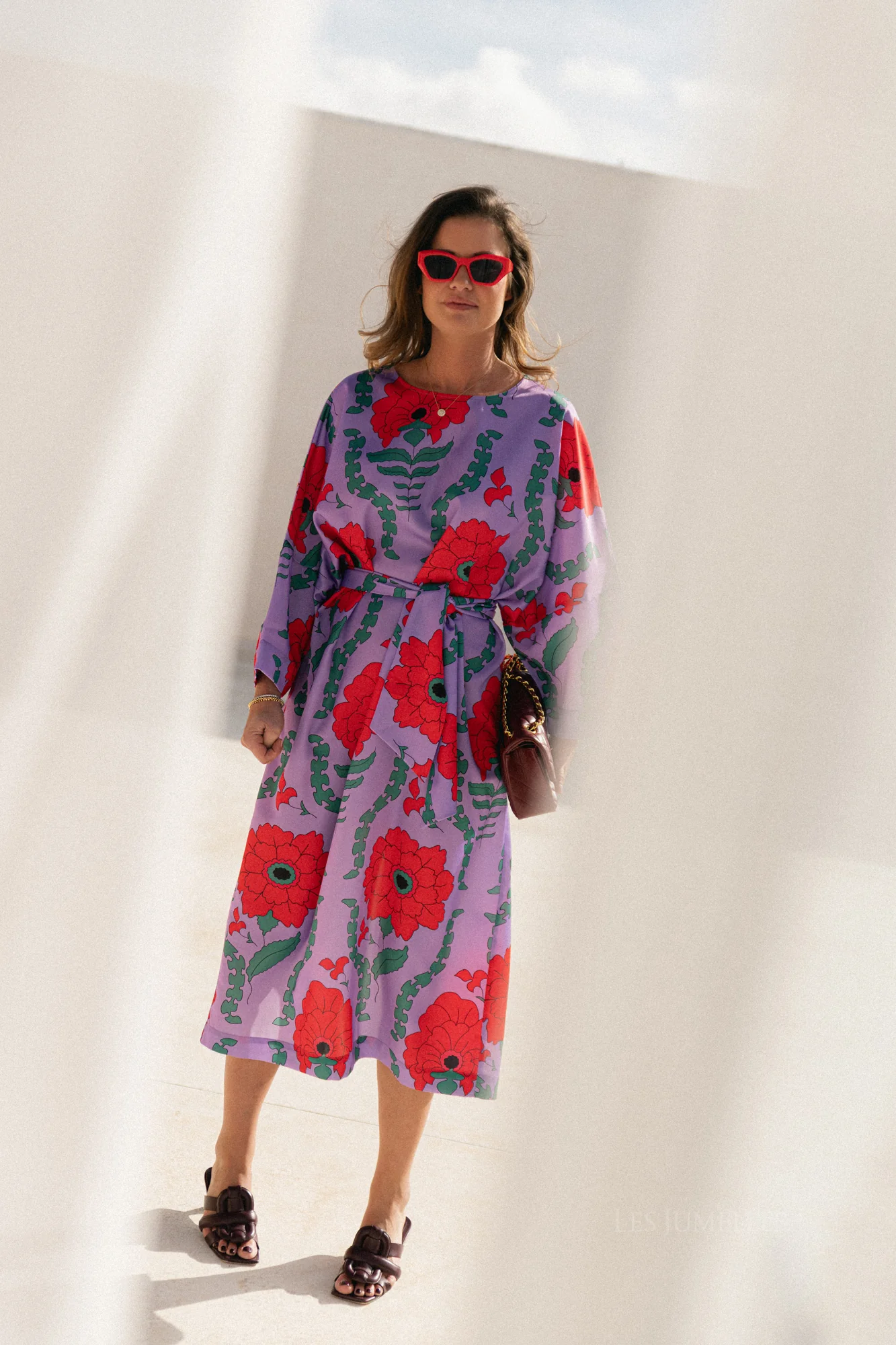 Valerie long printed dress - lilac/coral - Image 11