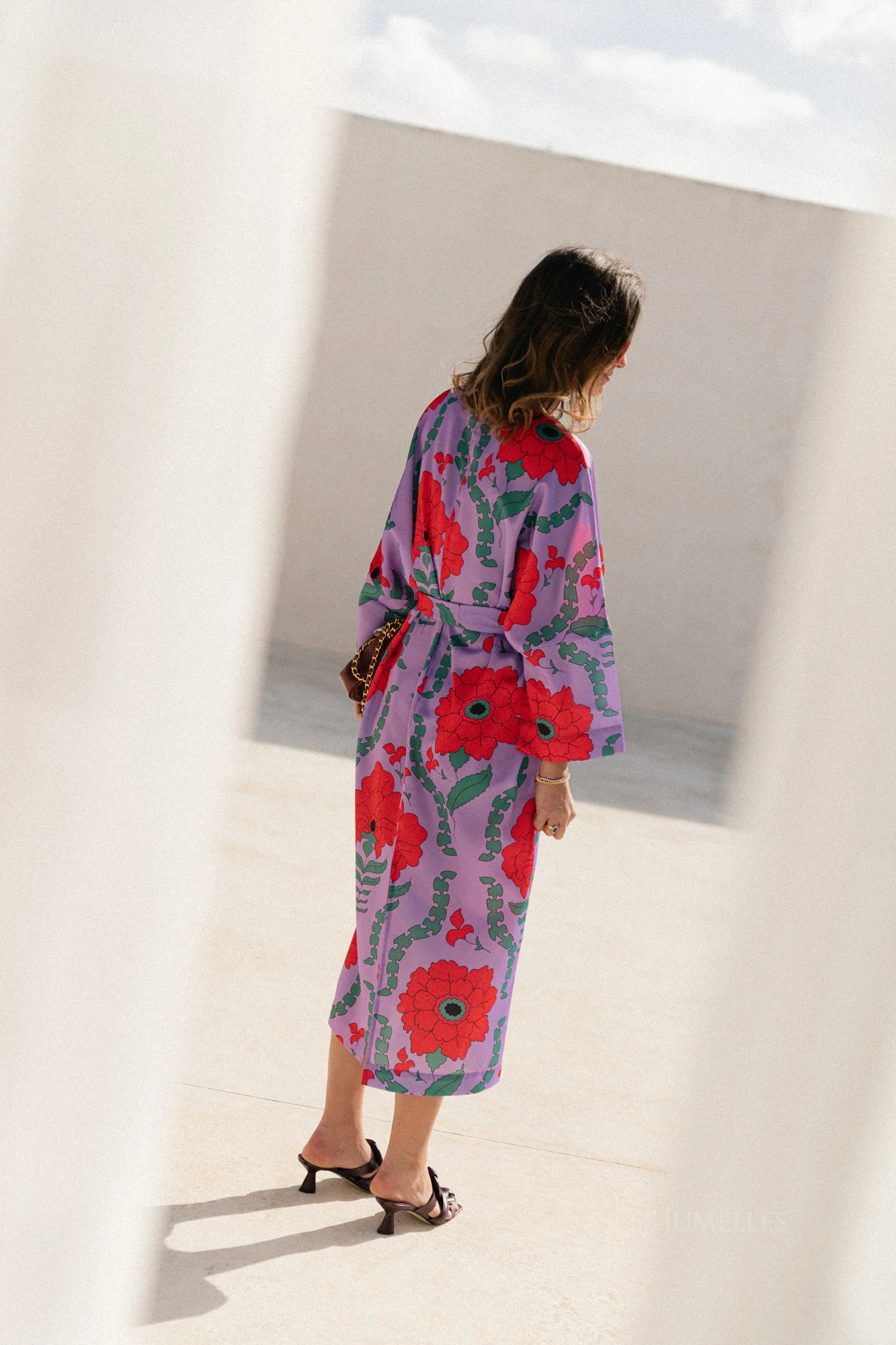 Valerie long printed dress - lilac/coral - Image 2