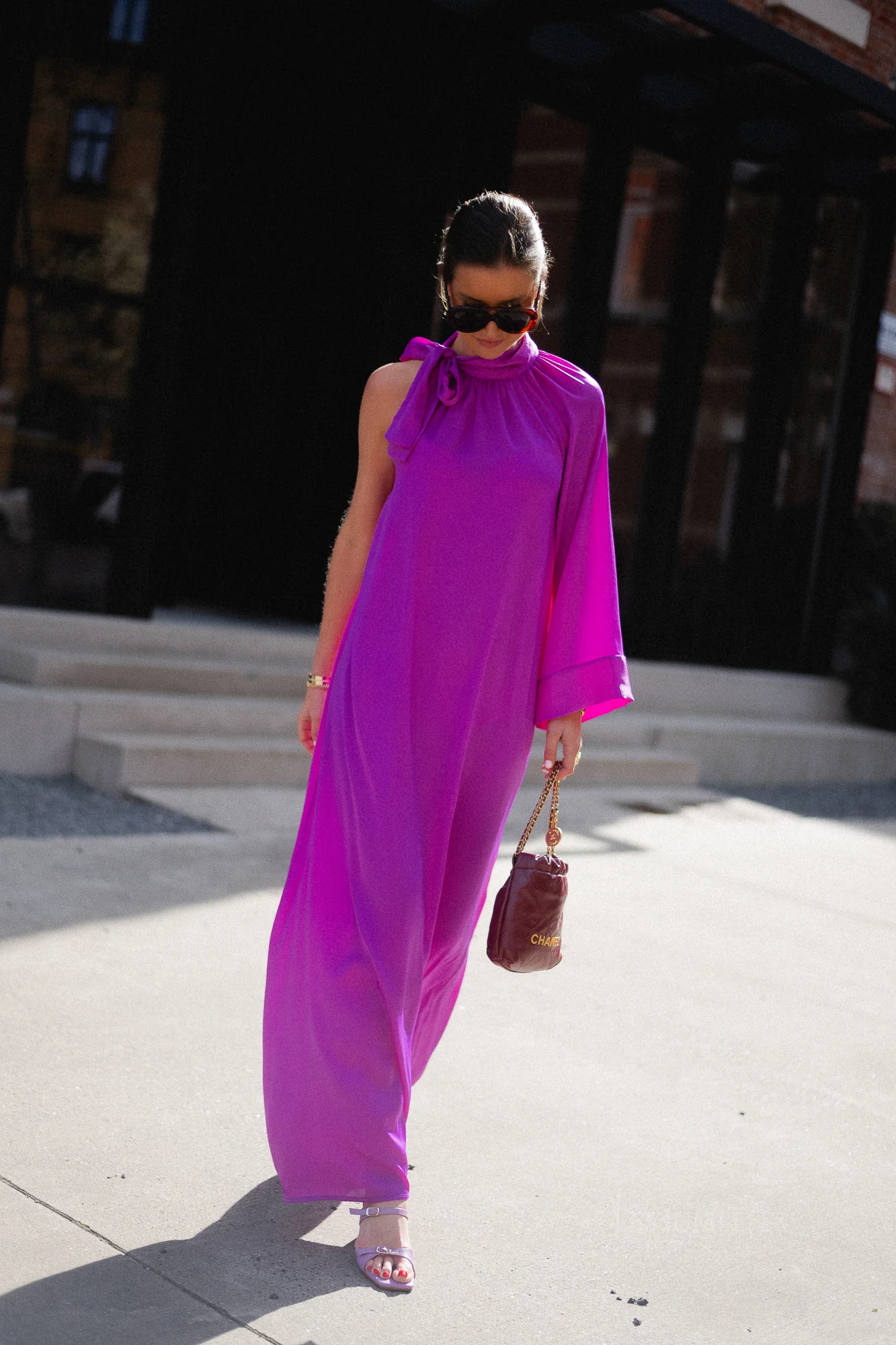 Chloe one shoulder maxi dress orchid purple - Image 2