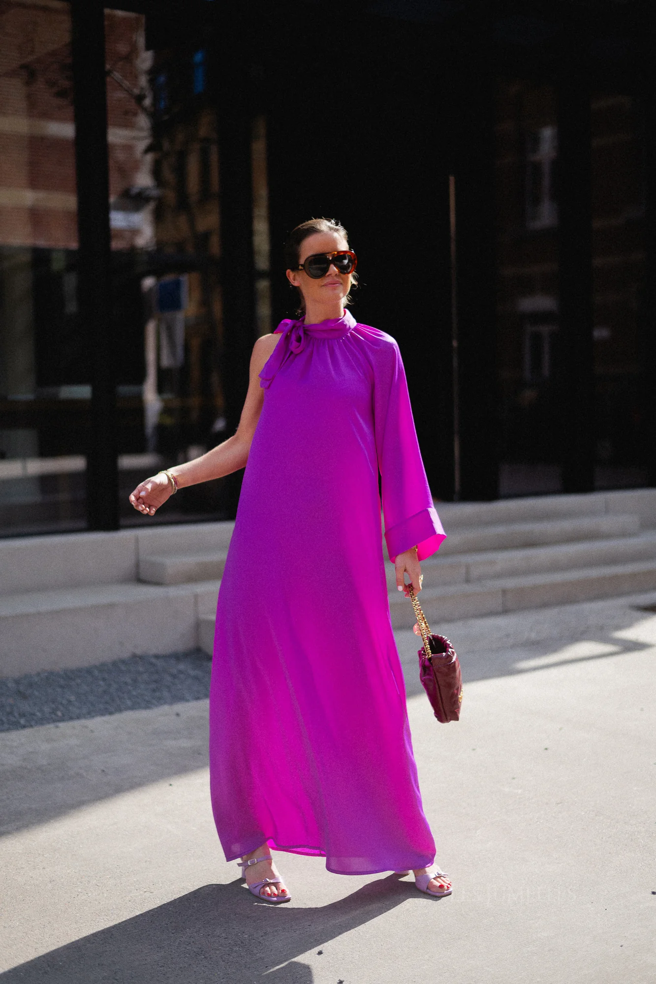 Chloe one shoulder maxi dress orchid purple - Image 3