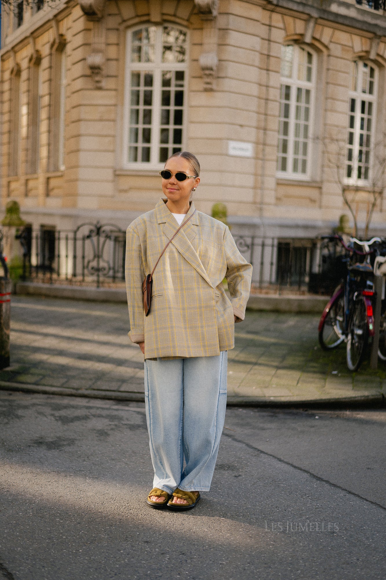 Chloe oversized signature check blazer taupe/yellow