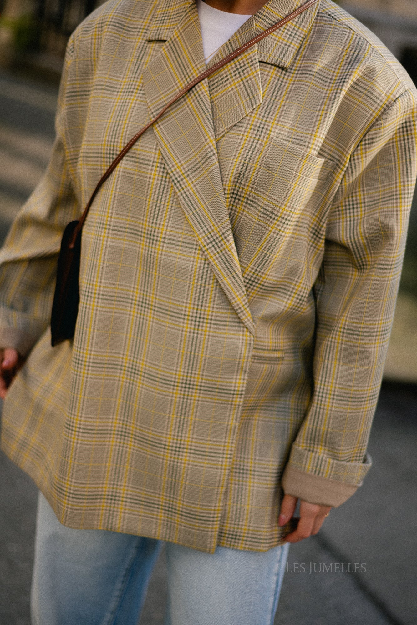 Chloe oversized signature check blazer taupe/yellow - Image 2