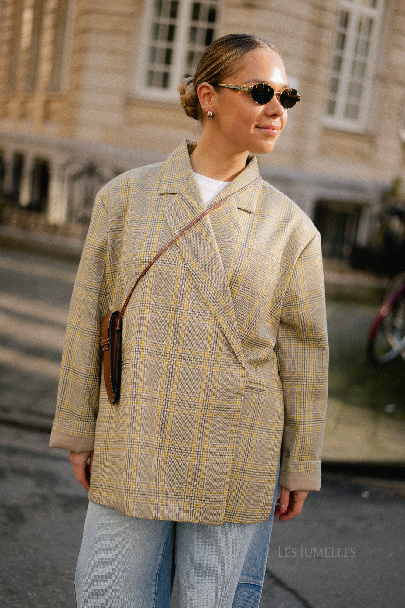 Chloe oversized signature check blazer taupe/yellow - Image 9