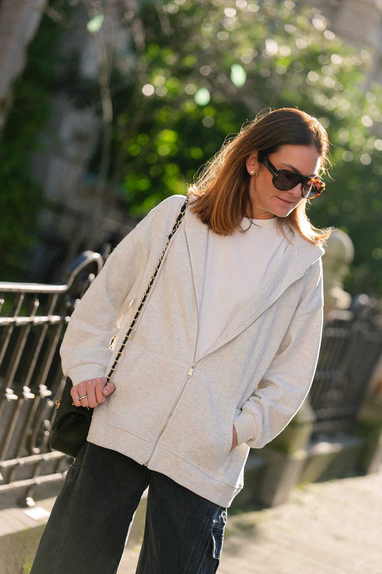 Colette zip hoodie light grey melange - Image 8