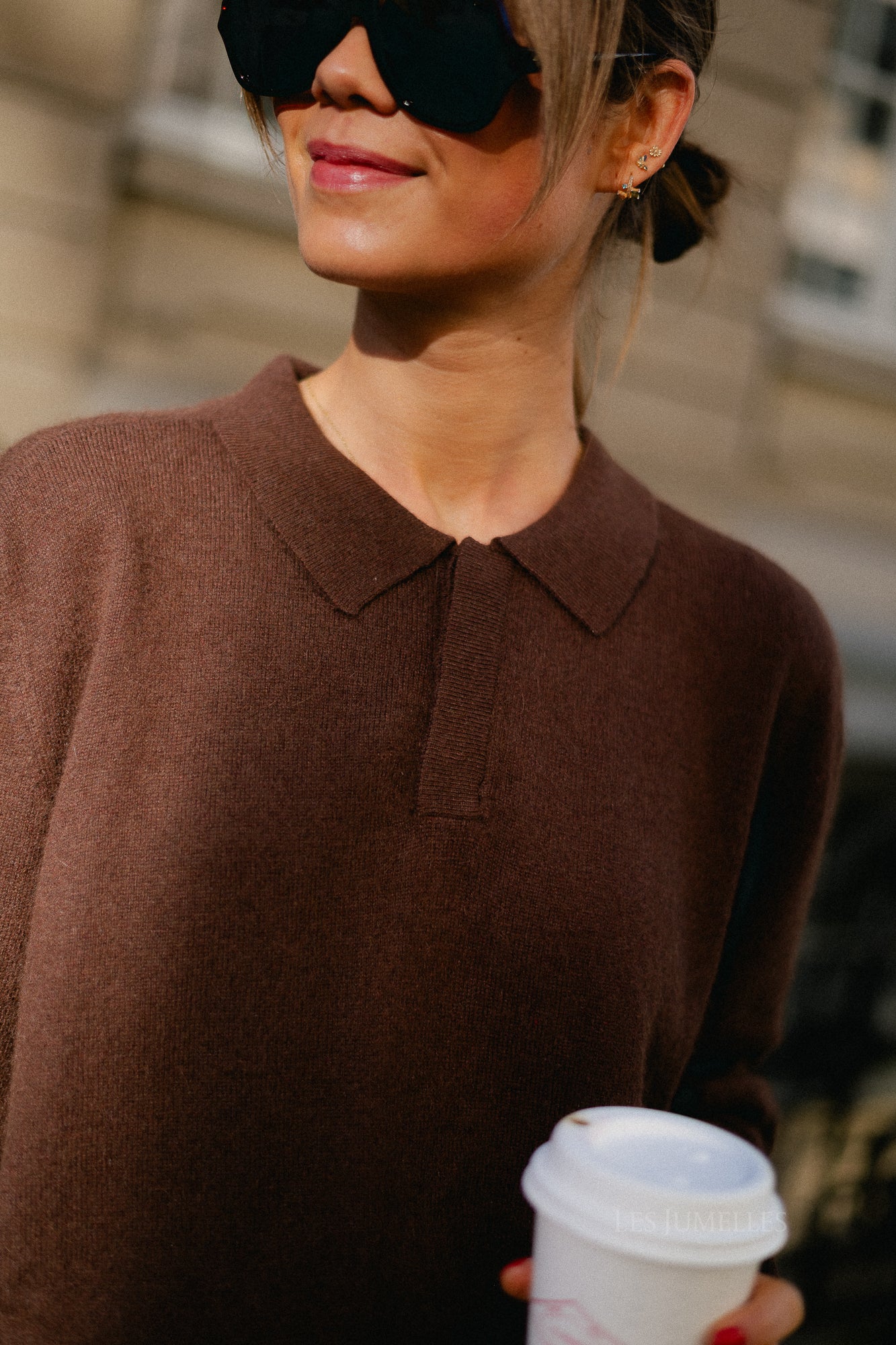 Elisabeth long-sleeve polo shirt hot chocolate - Image 2