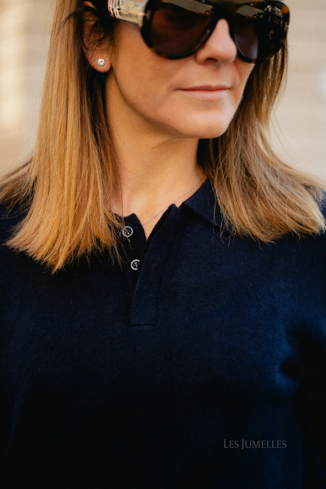 Elisabeth long-sleeve polo shirt navy blue - Image 2