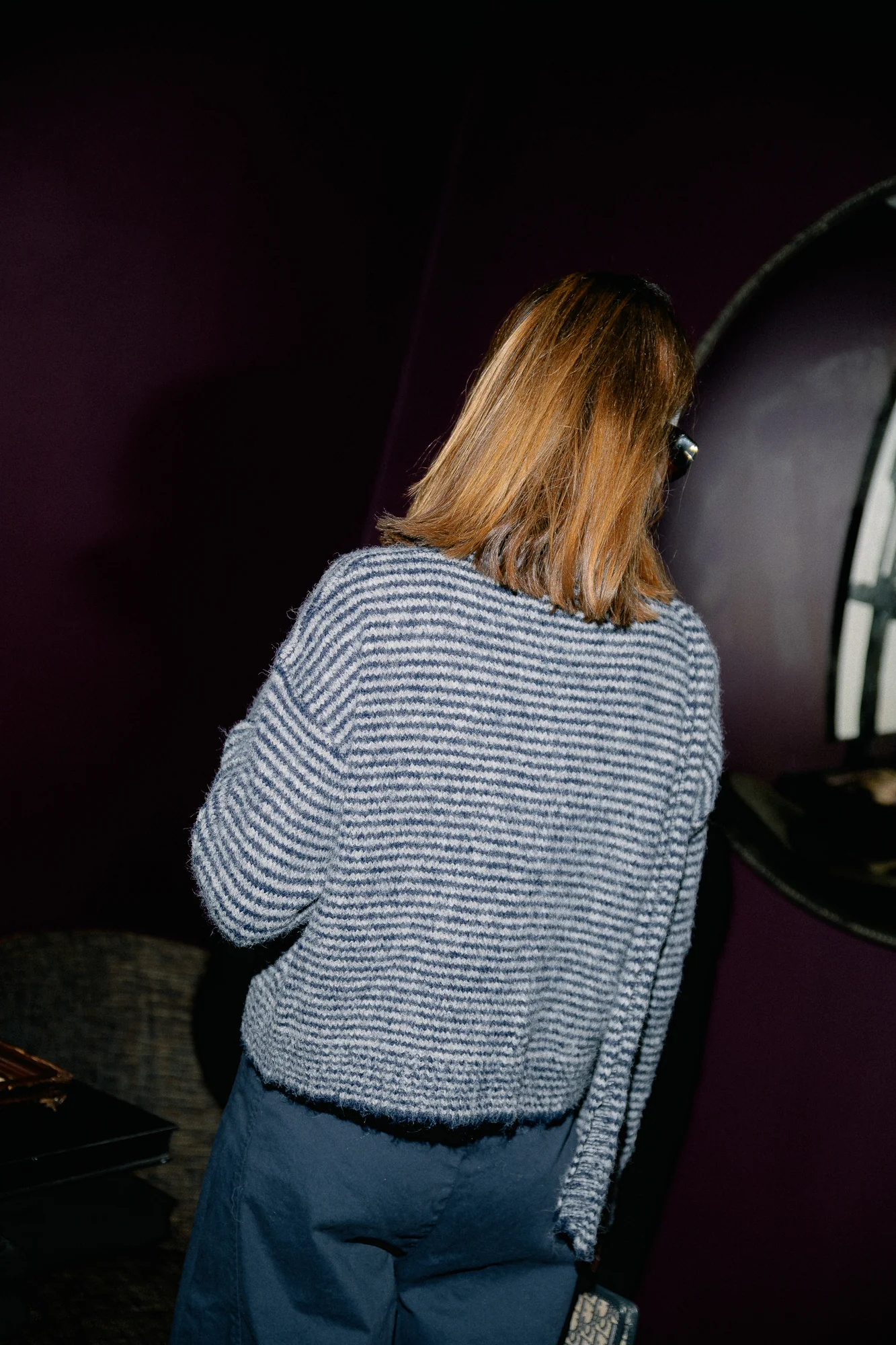 Elise striped cardigan navy/grey - Image 5