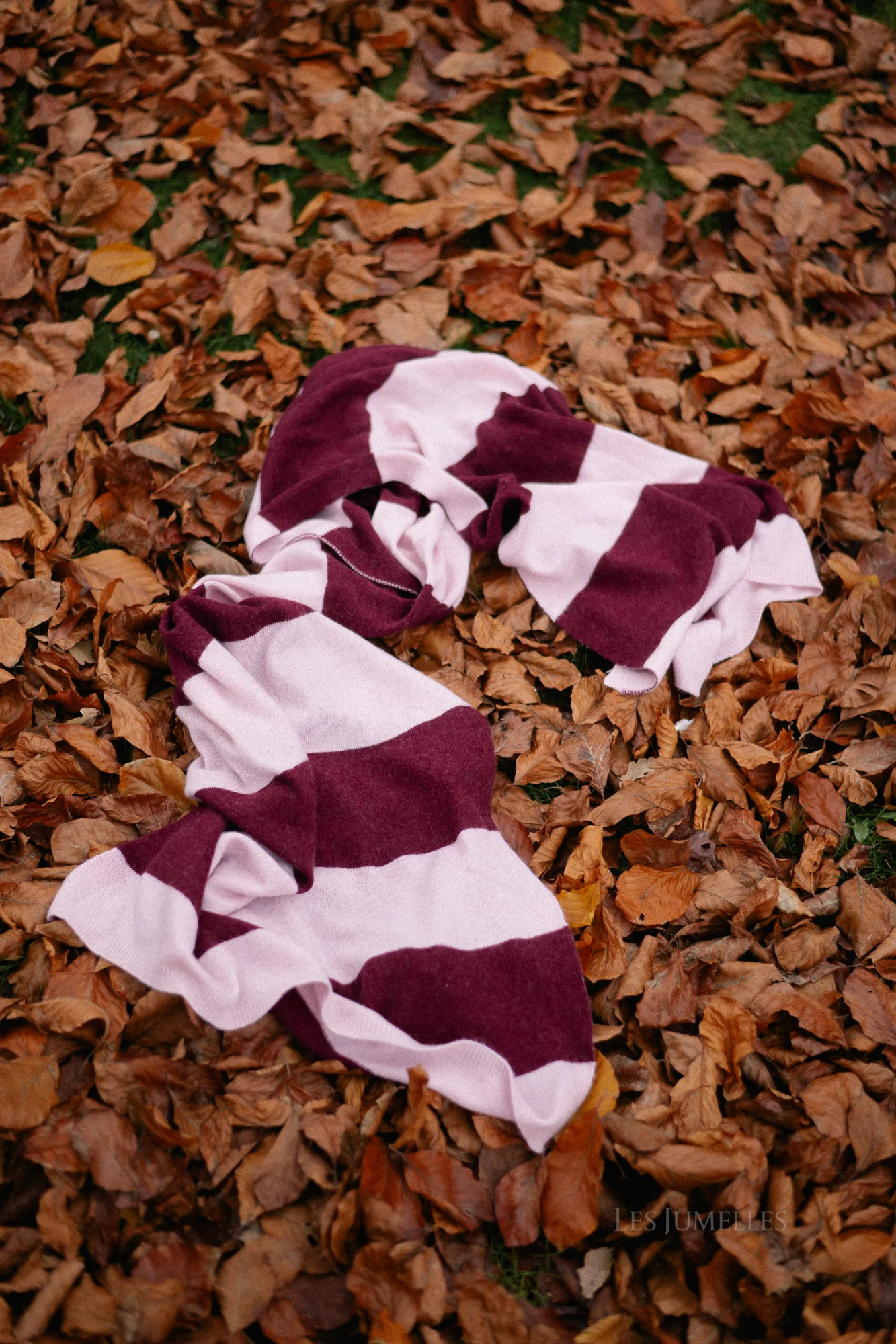 Ella striped scarf baby pink/burgundy - Image 2
