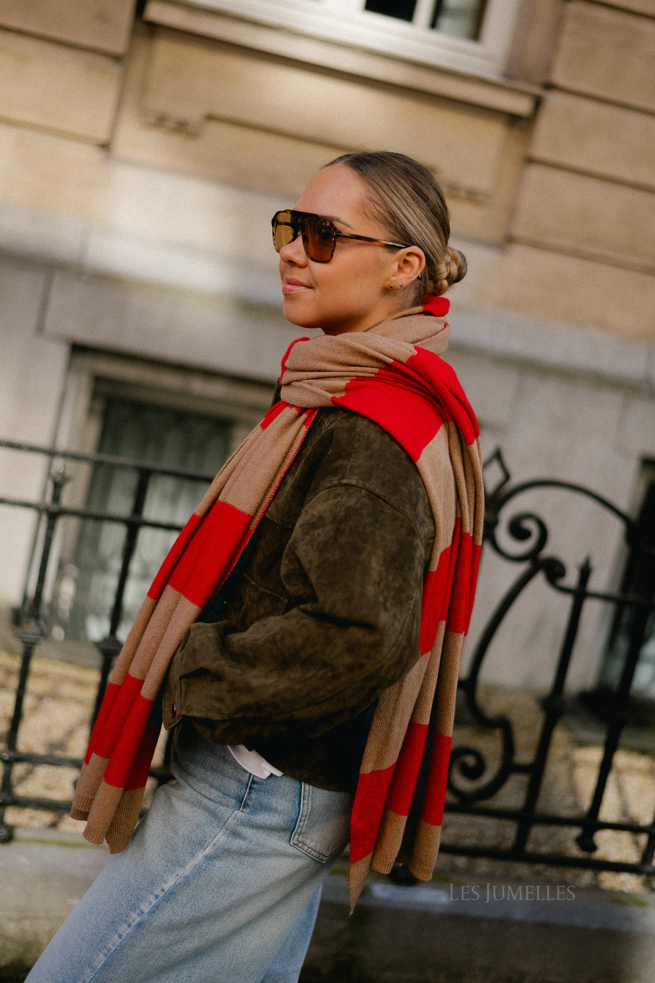 Ella striped scarf red/camel - Image 2