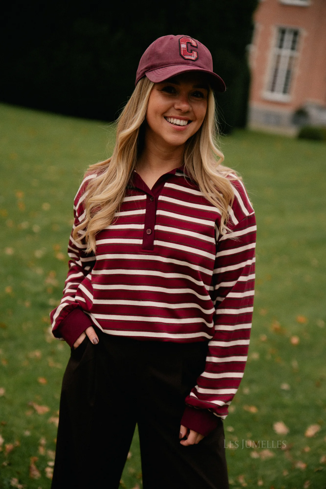 Emmy striped polo sweatshirt deep red/ecru - Image 10