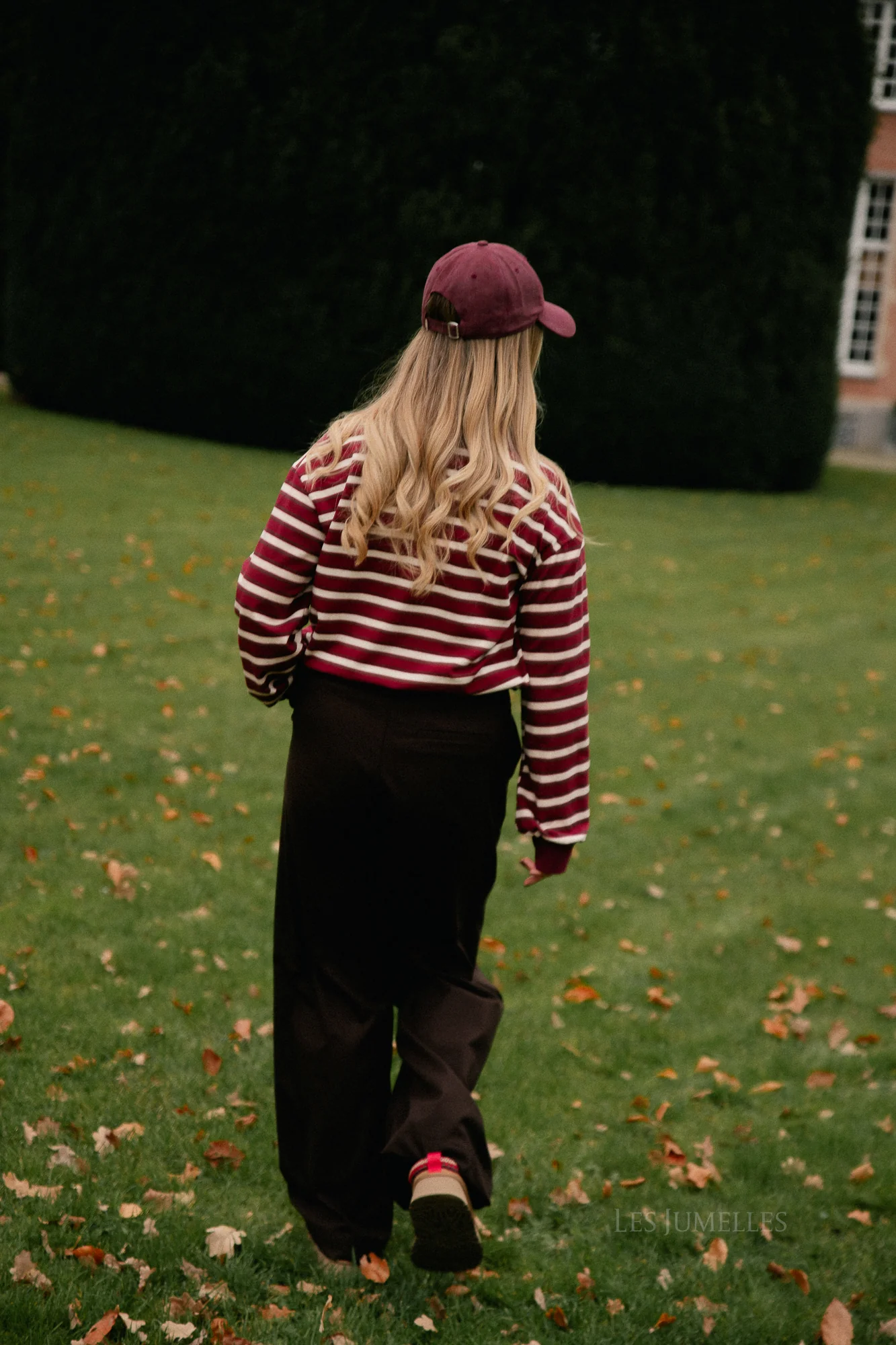 Emmy striped polo sweatshirt deep red/ecru - Image 3