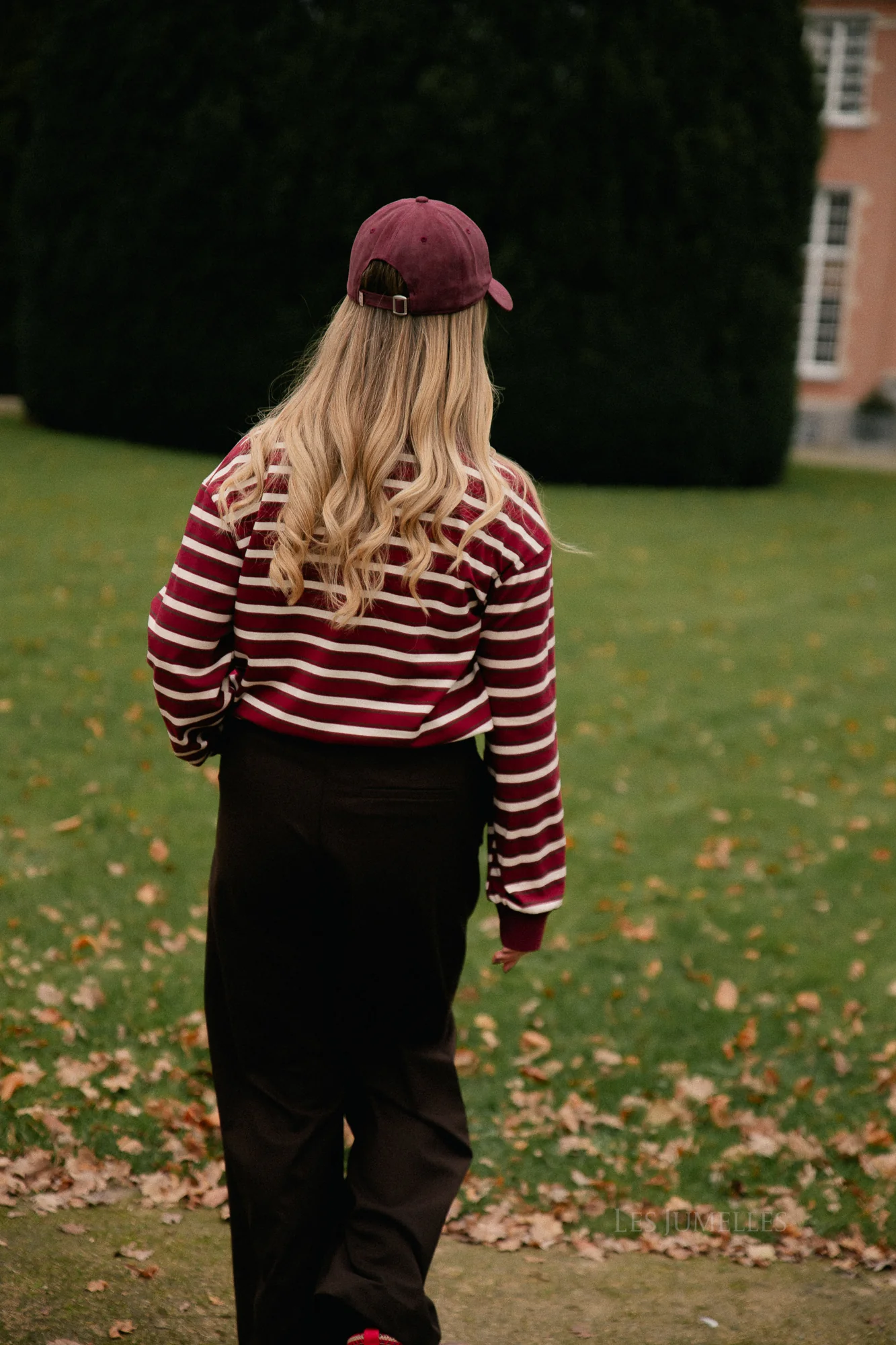 Emmy striped polo sweatshirt deep red/ecru - Image 7