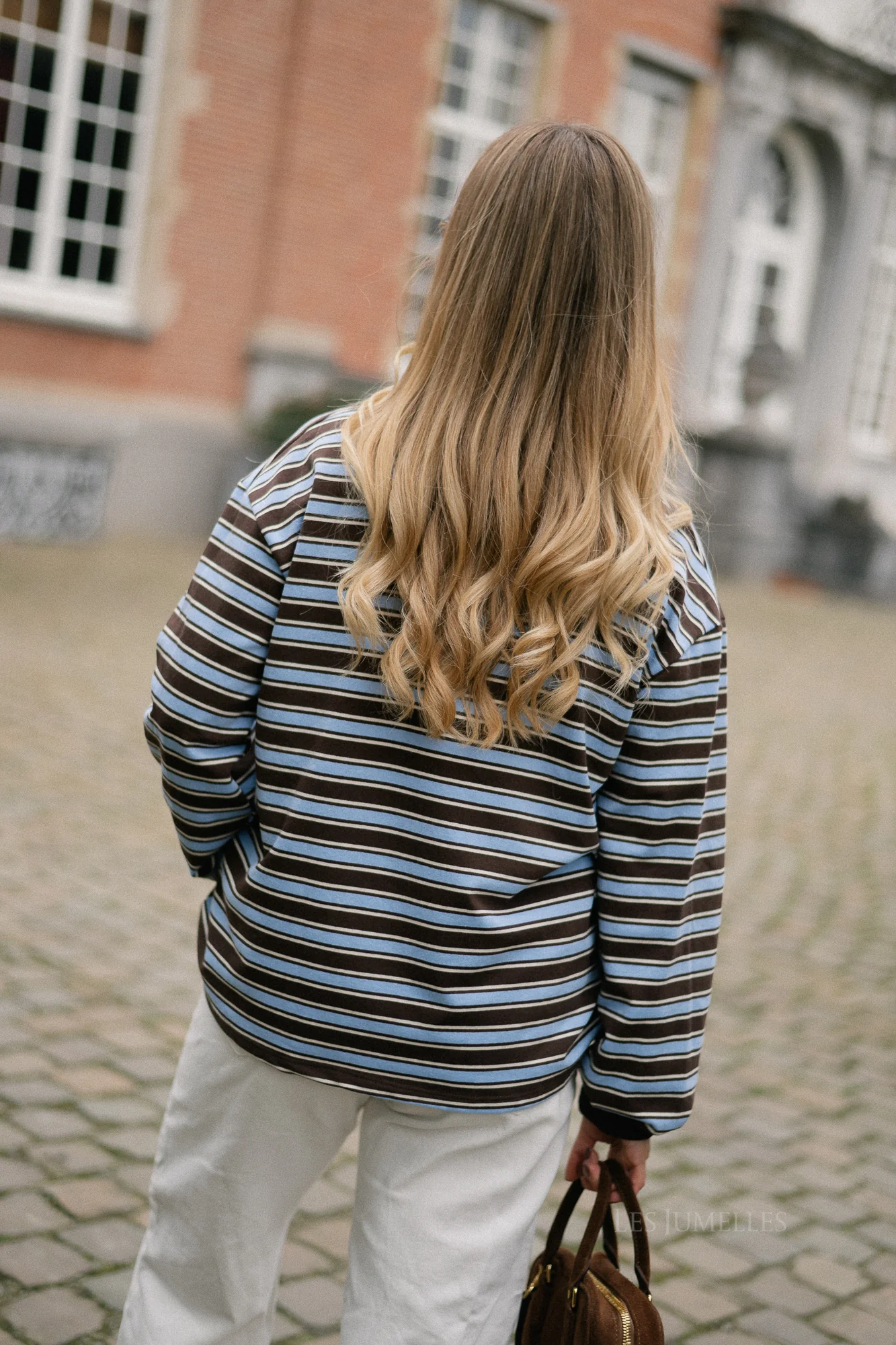 Emmy striped polo sweatshirt hot chocolate/light blue - Image 4